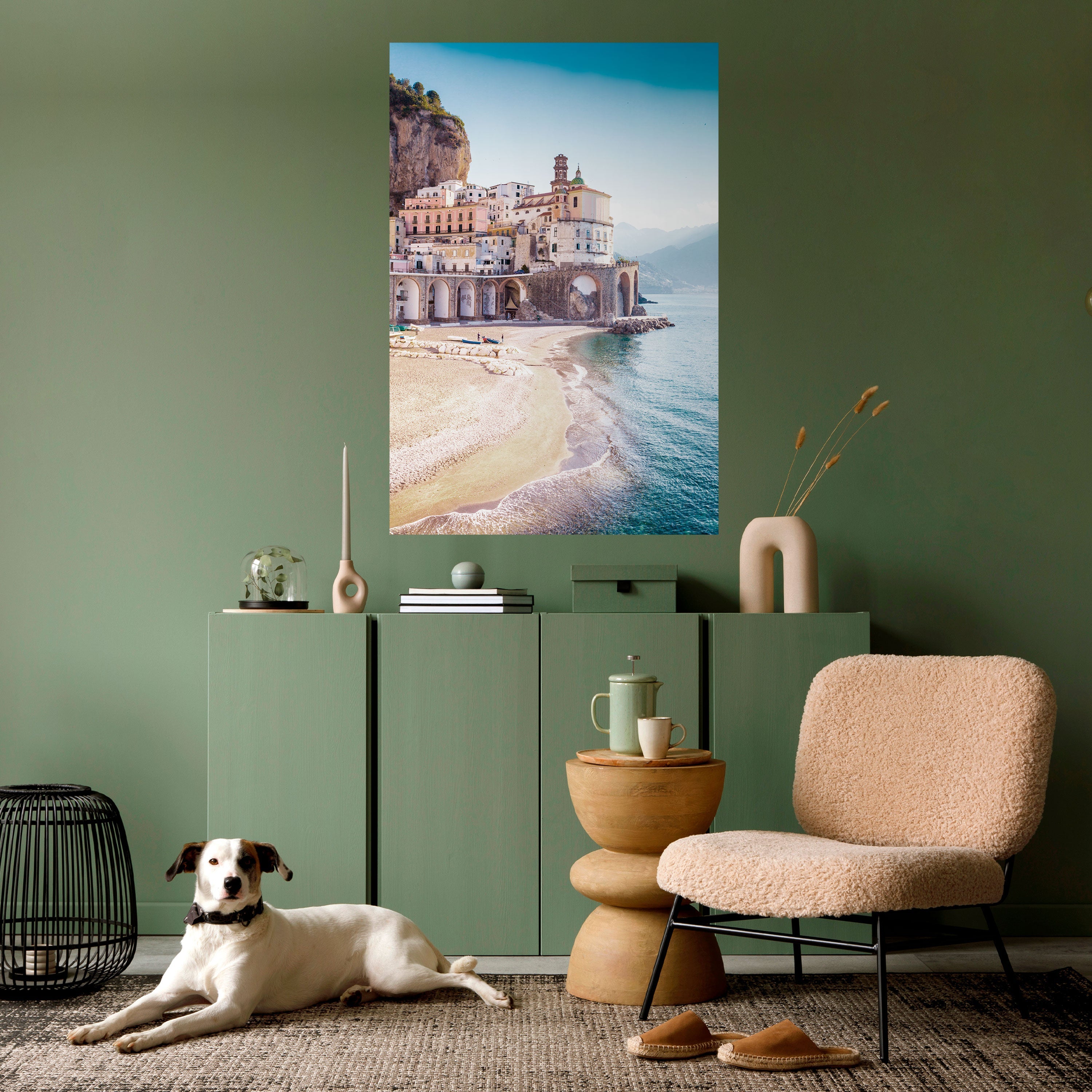 Affiche verticale autocollante « FANTASY ARCHITECTURALE BORD DE MER »