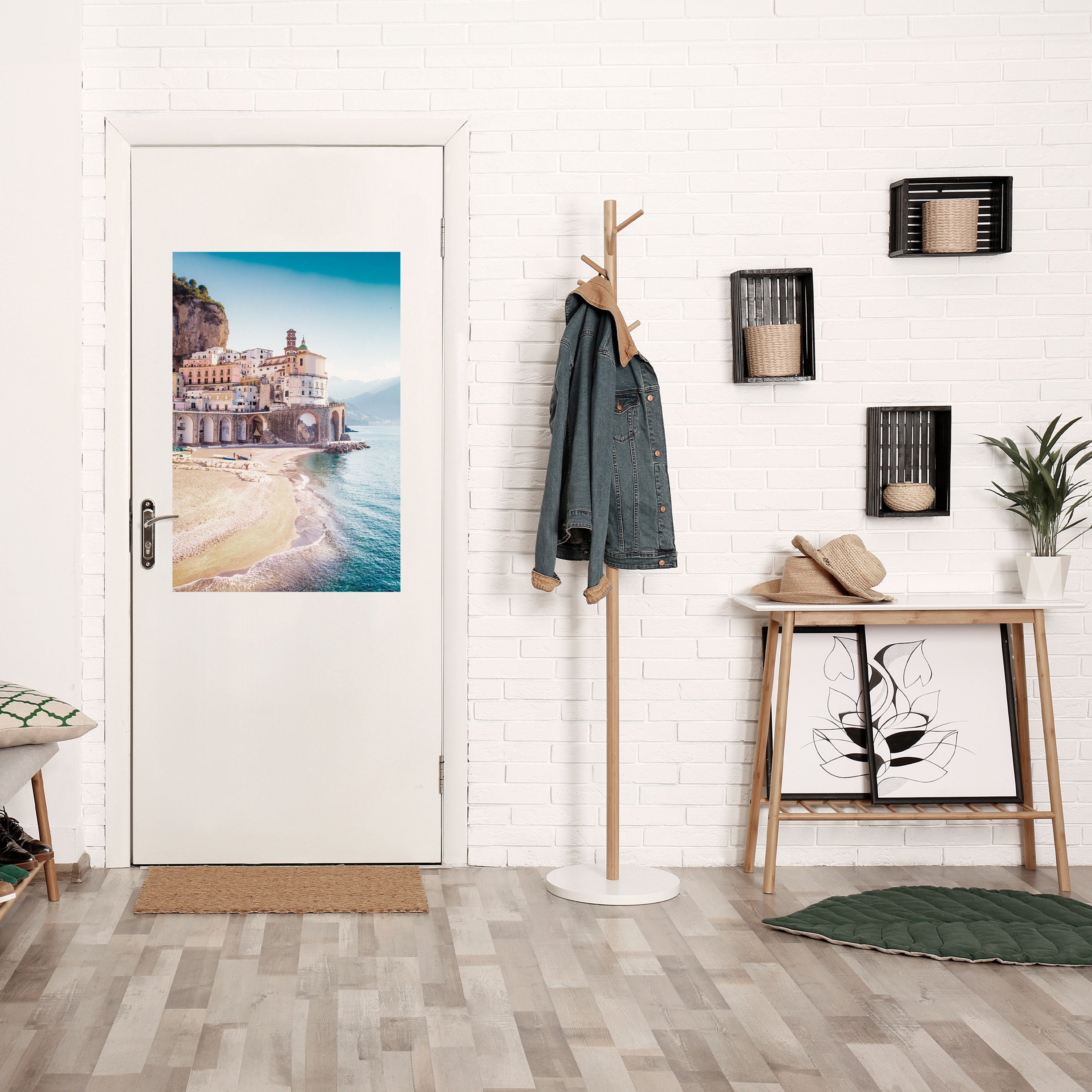 Affiche verticale autocollante « FANTASY ARCHITECTURALE BORD DE MER »