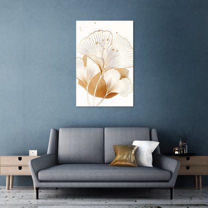 GOLDEN GINKGO DREAMS Vertical Canvas Print