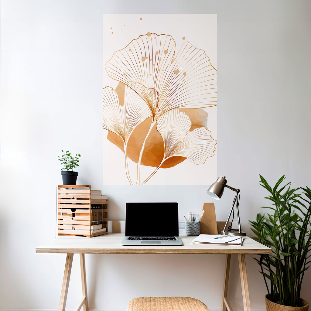 Affiche verticale autocollante « RÊVES DE GINKGO DORÉ »