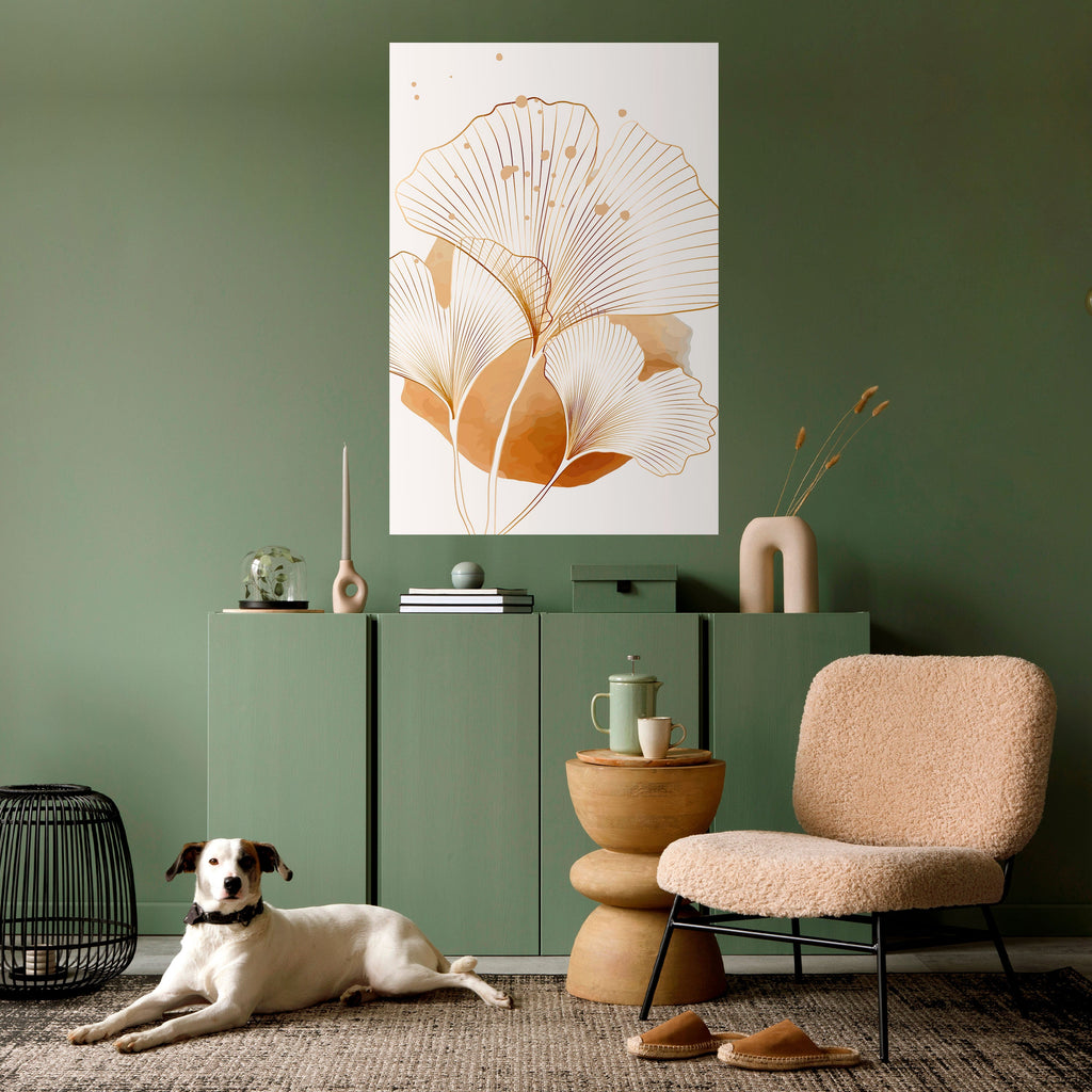 Affiche verticale autocollante « RÊVES DE GINKGO DORÉ »