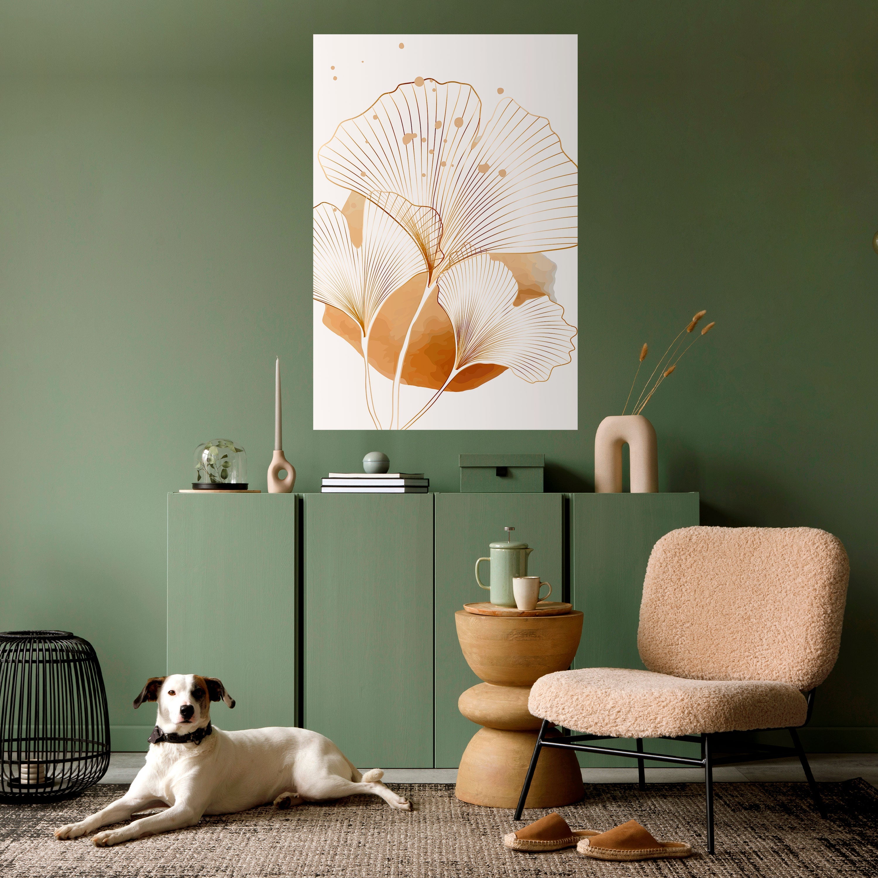 Affiche verticale autocollante « RÊVES DE GINKGO DORÉ »