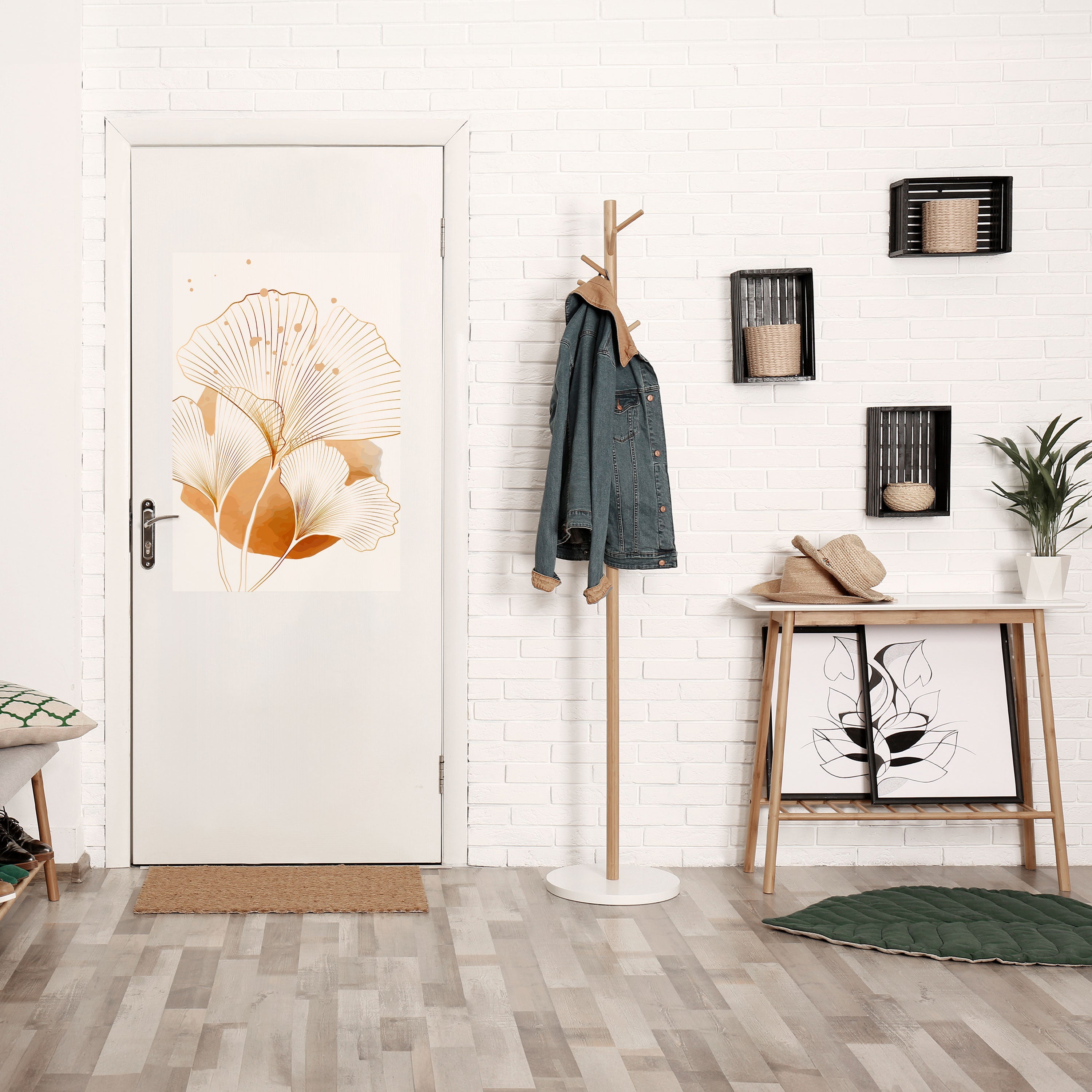 Affiche verticale autocollante « RÊVES DE GINKGO DORÉ »