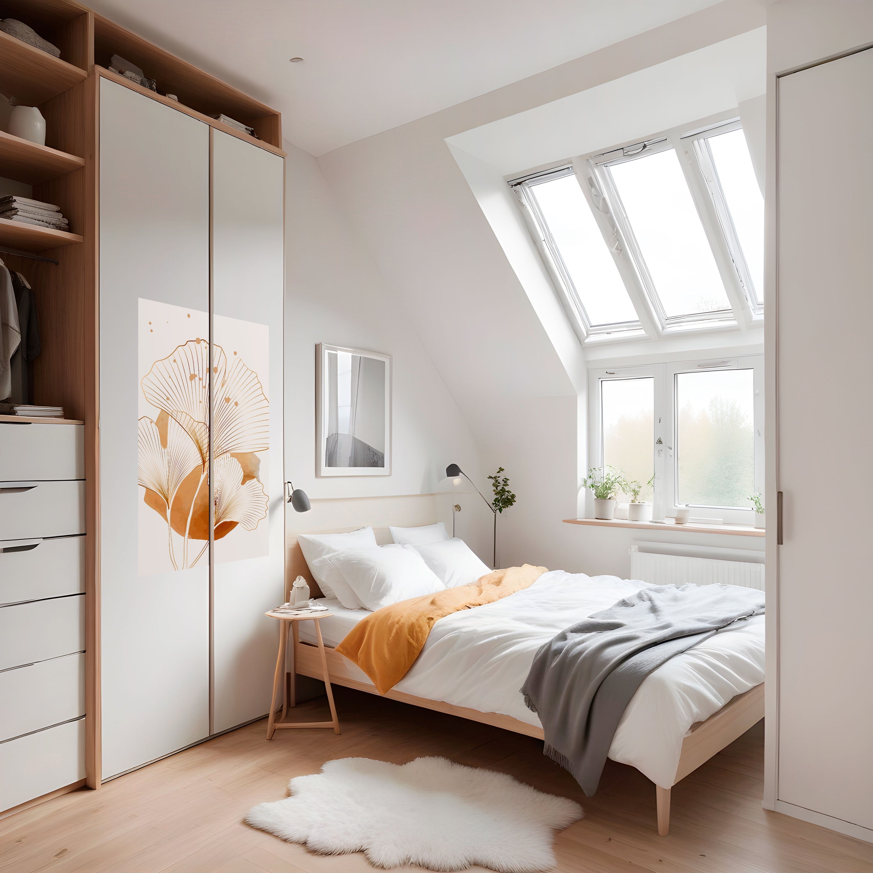 Affiche verticale autocollante « RÊVES DE GINKGO DORÉ »