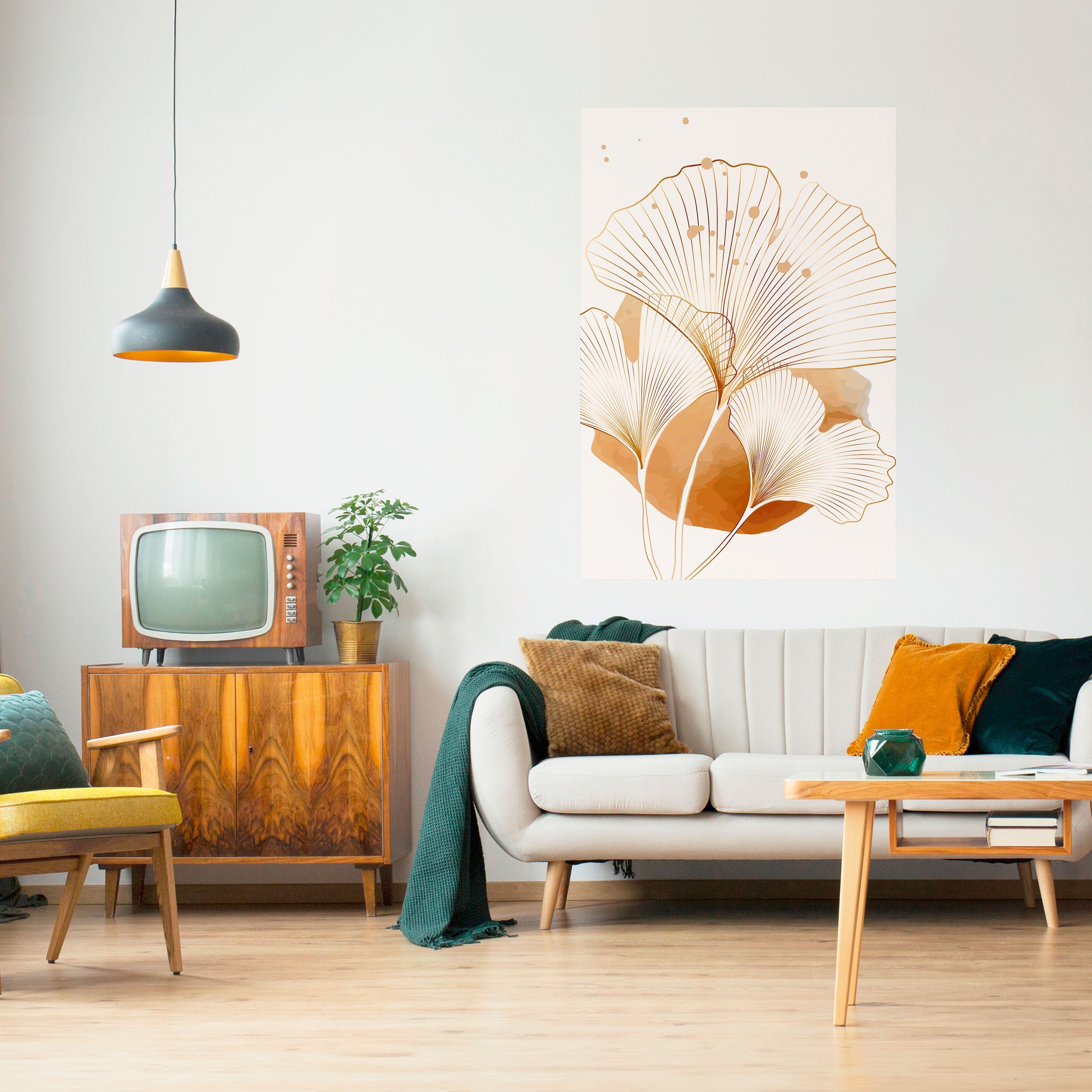 Affiche verticale autocollante « RÊVES DE GINKGO DORÉ »