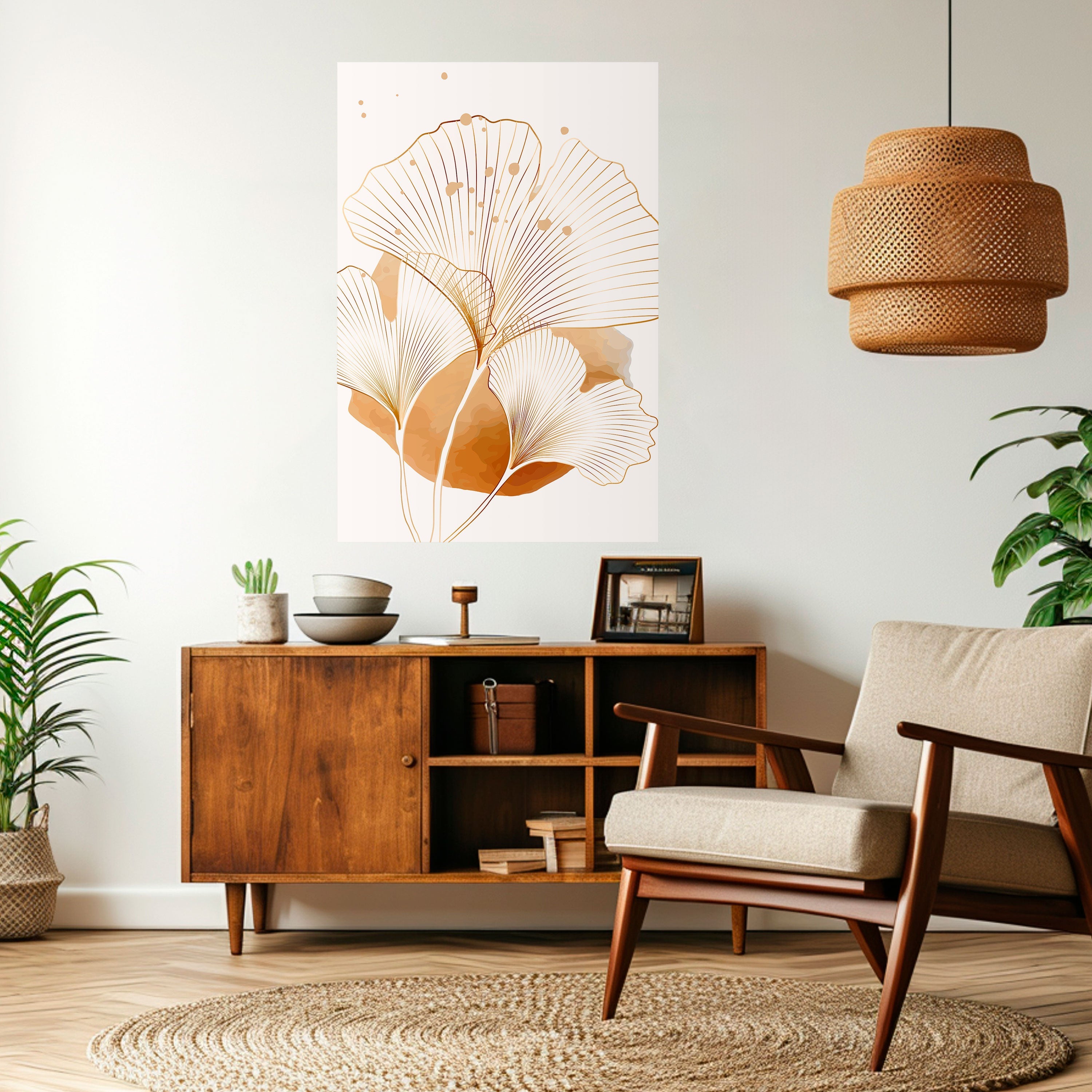 Affiche verticale autocollante « RÊVES DE GINKGO DORÉ »