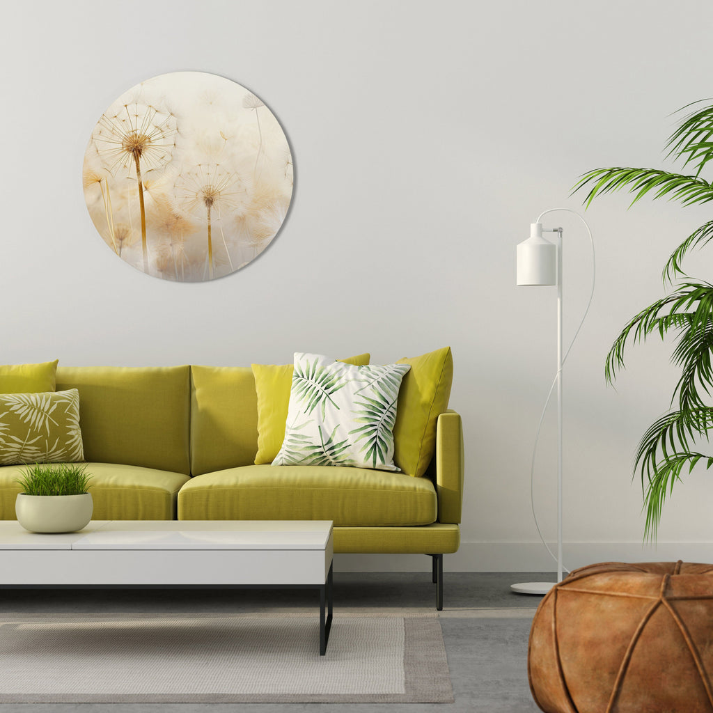 DREAMY DANDELION FIELDS Round Wall Art