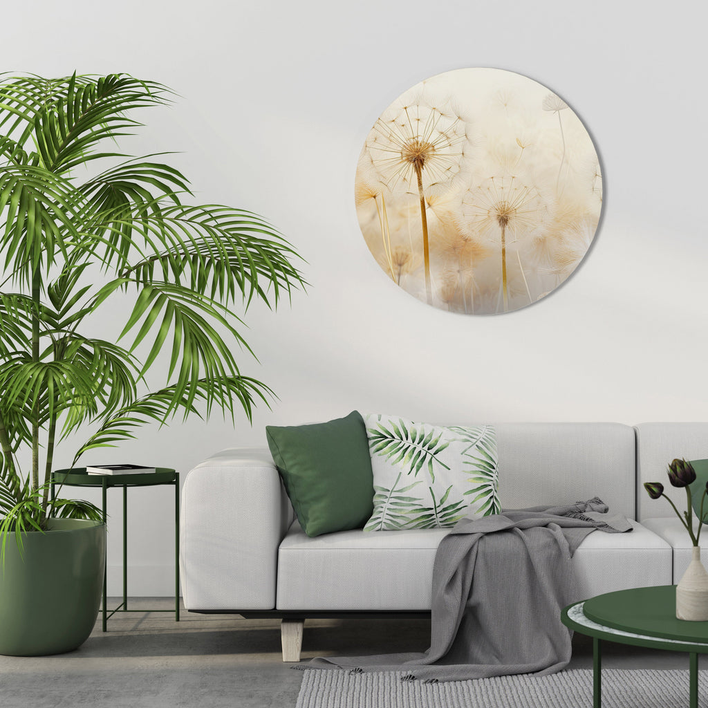 DREAMY DANDELION FIELDS Round Wall Art