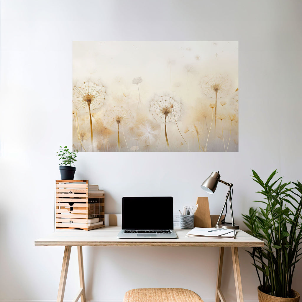 Affiche horizontale autocollante « DREAMY DANDELIONS FIELDS »