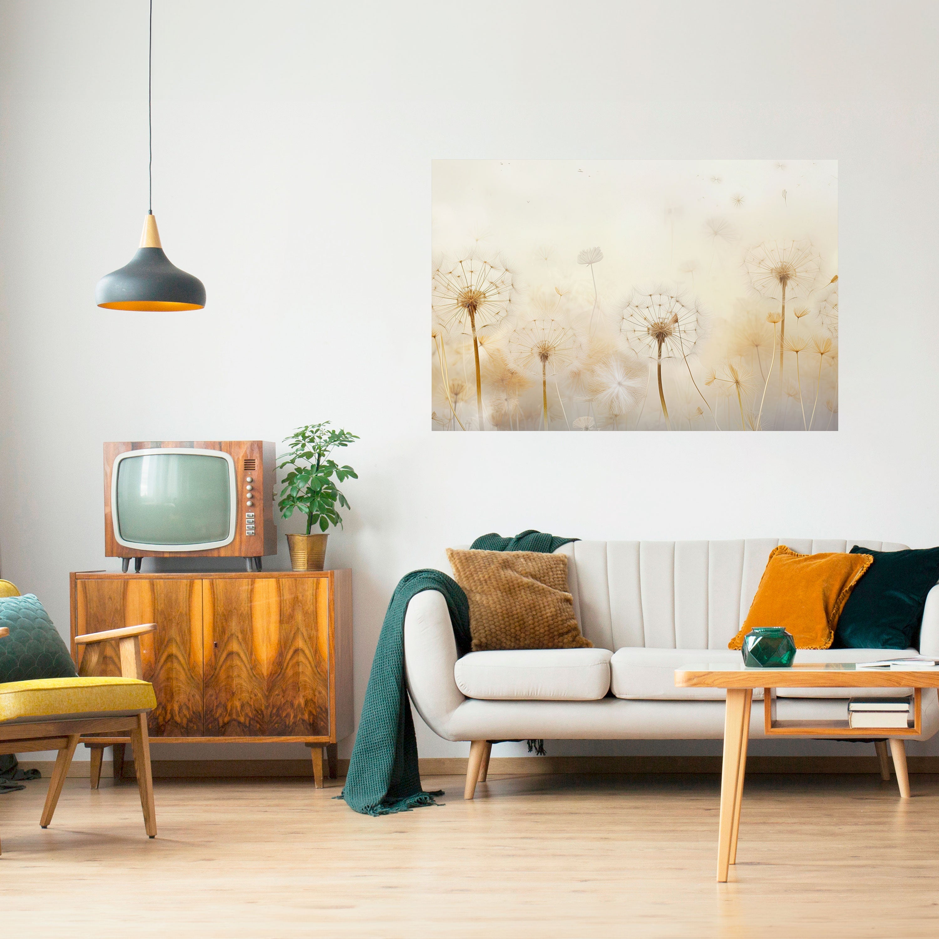 Affiche horizontale autocollante « DREAMY DANDELIONS FIELDS »