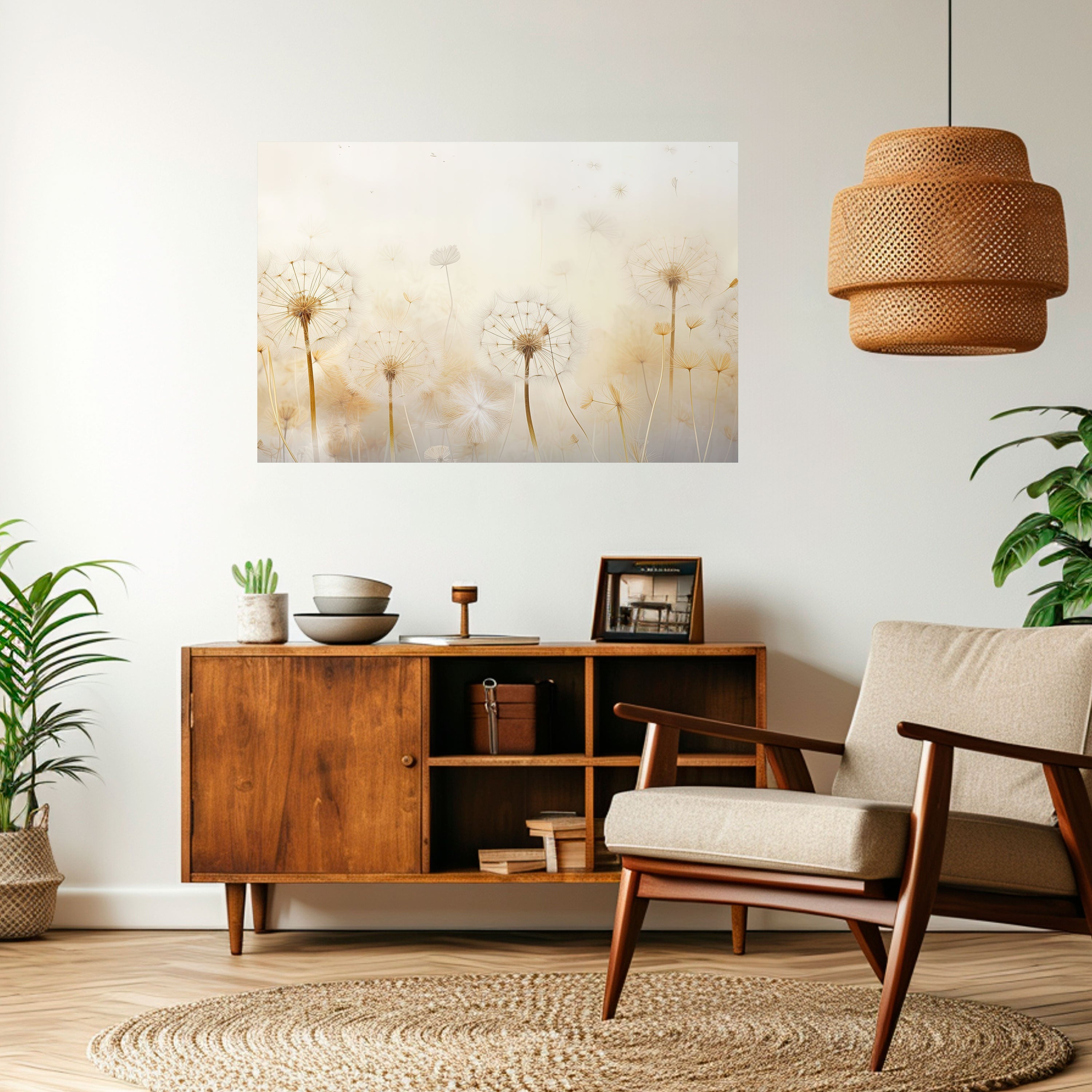 Affiche horizontale autocollante « DREAMY DANDELIONS FIELDS »