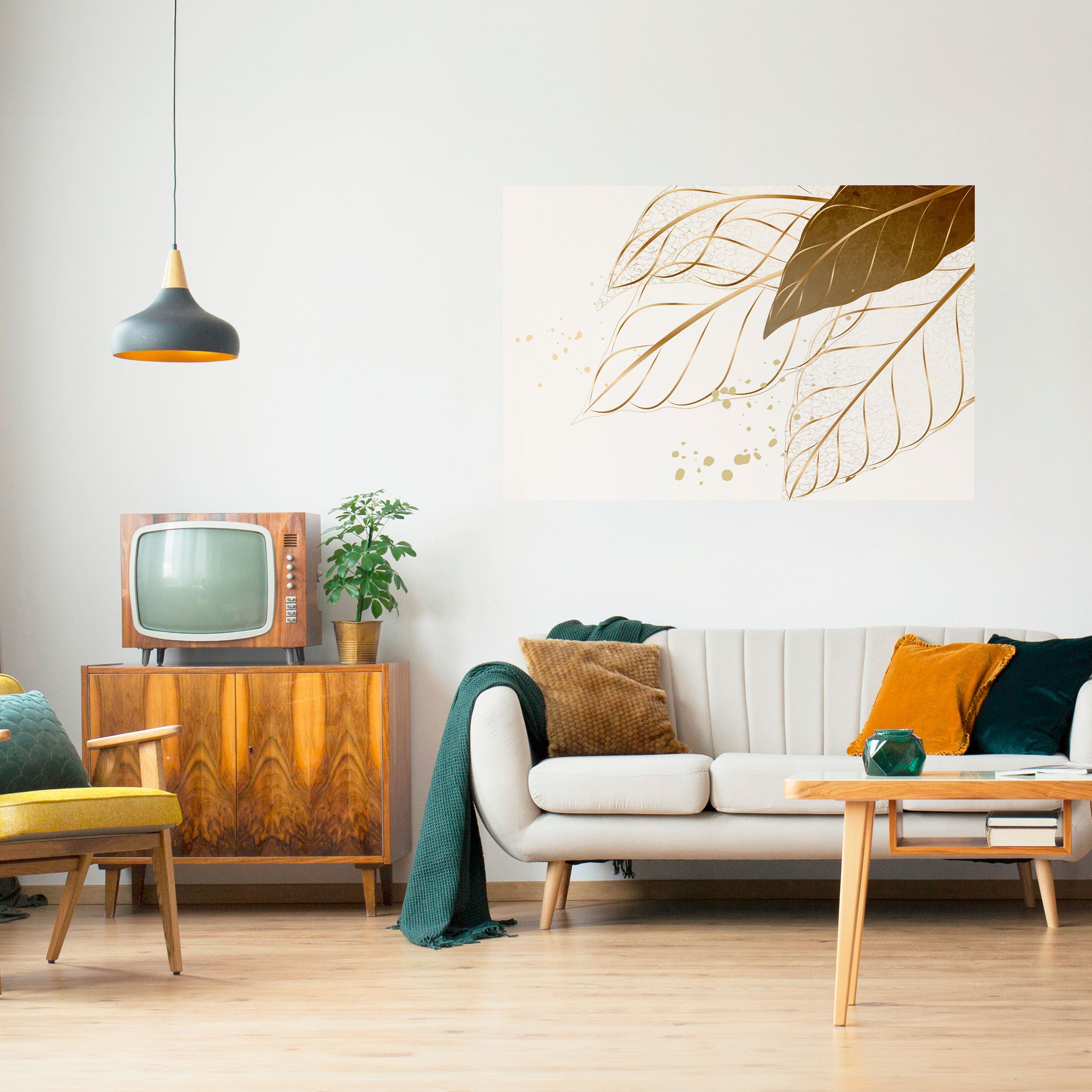 Affiche horizontale autocollante « ÉLÉGANCE DANS LE FEUILLAGE »