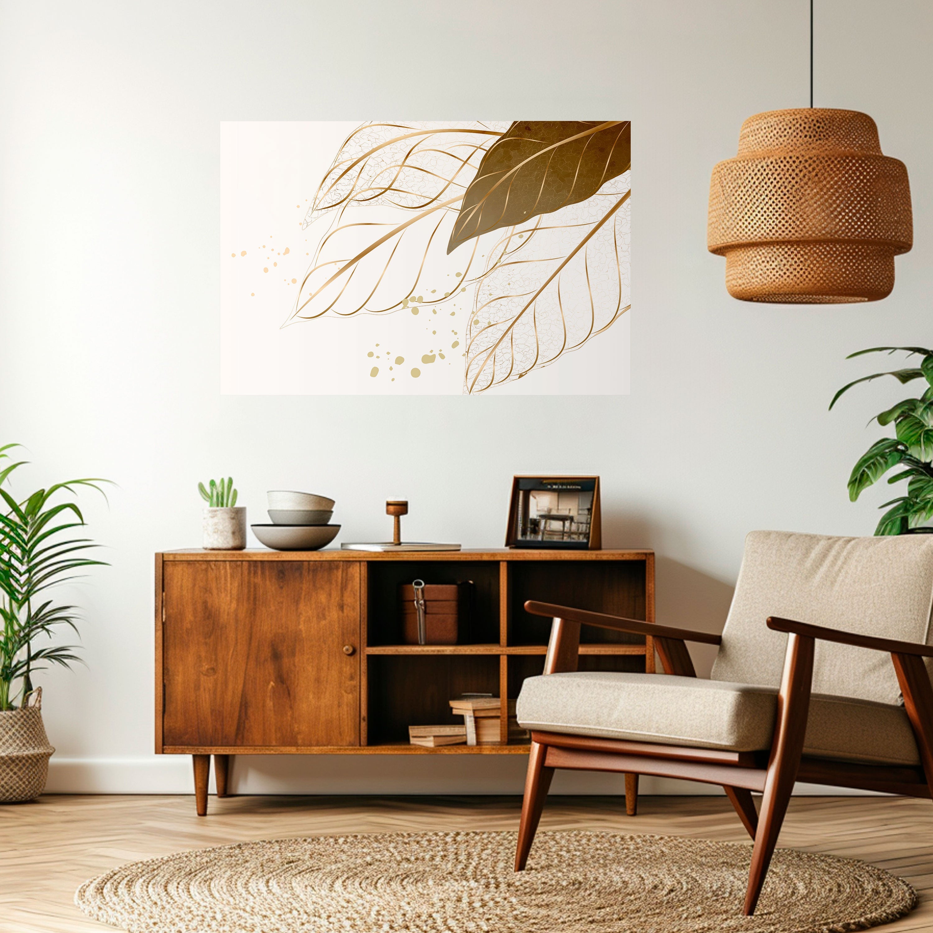 Affiche horizontale autocollante « ÉLÉGANCE DANS LE FEUILLAGE »