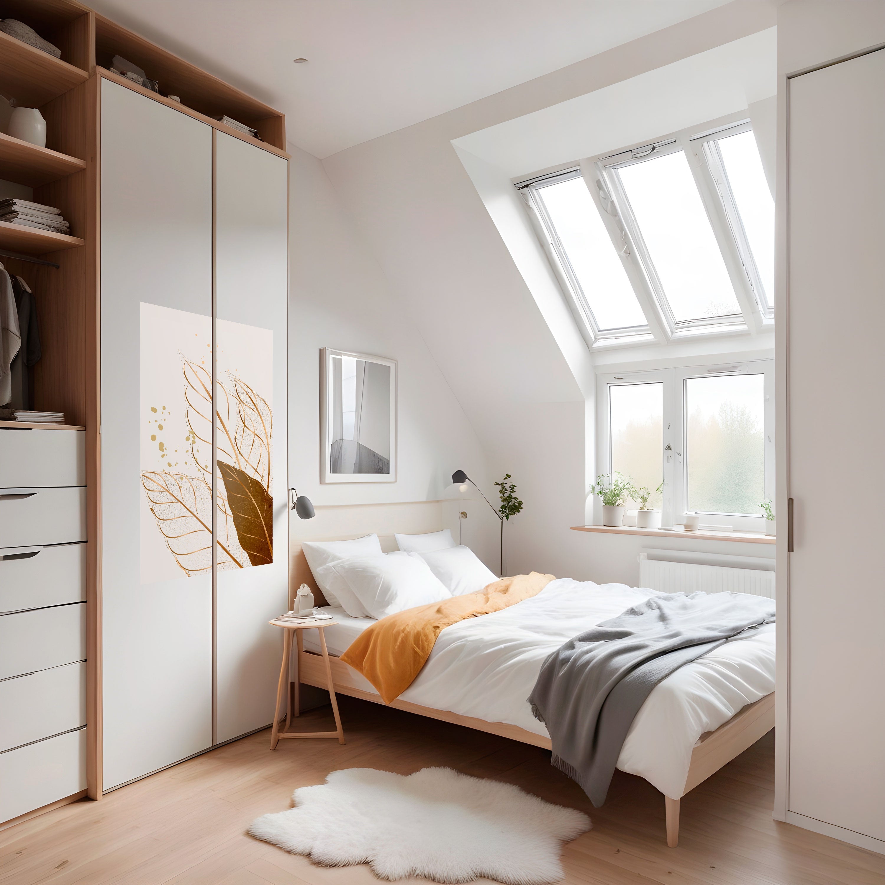 Affiche verticale autocollante « ÉLÉGANCE DANS LE FEUILLAGE »