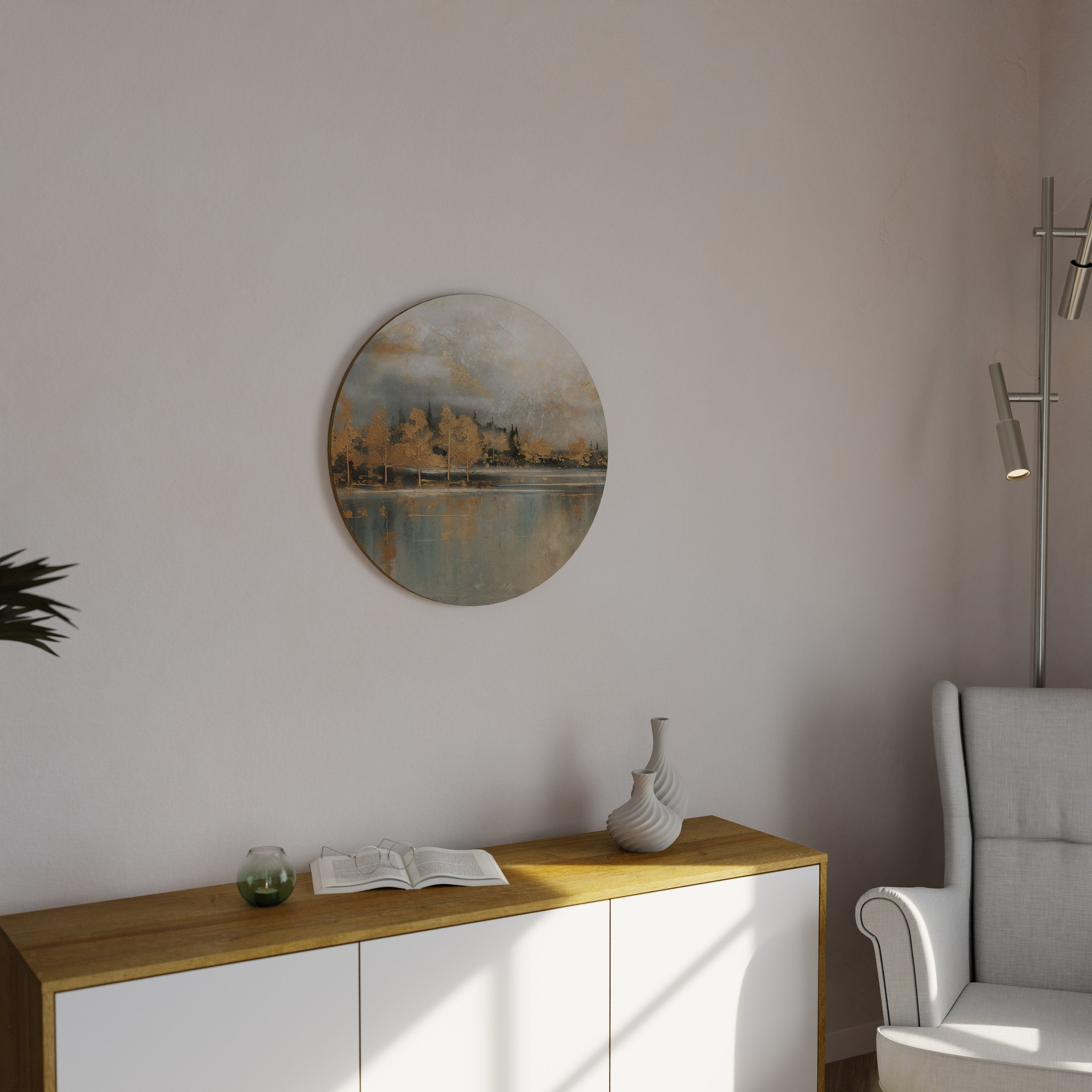 Décoration murale ronde ÉCHOS DE L'AUBE DORÉE