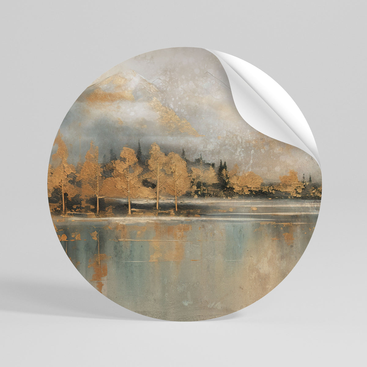 ECHOES OF GOLDEN DAWN Peel and Stick Round Sticker