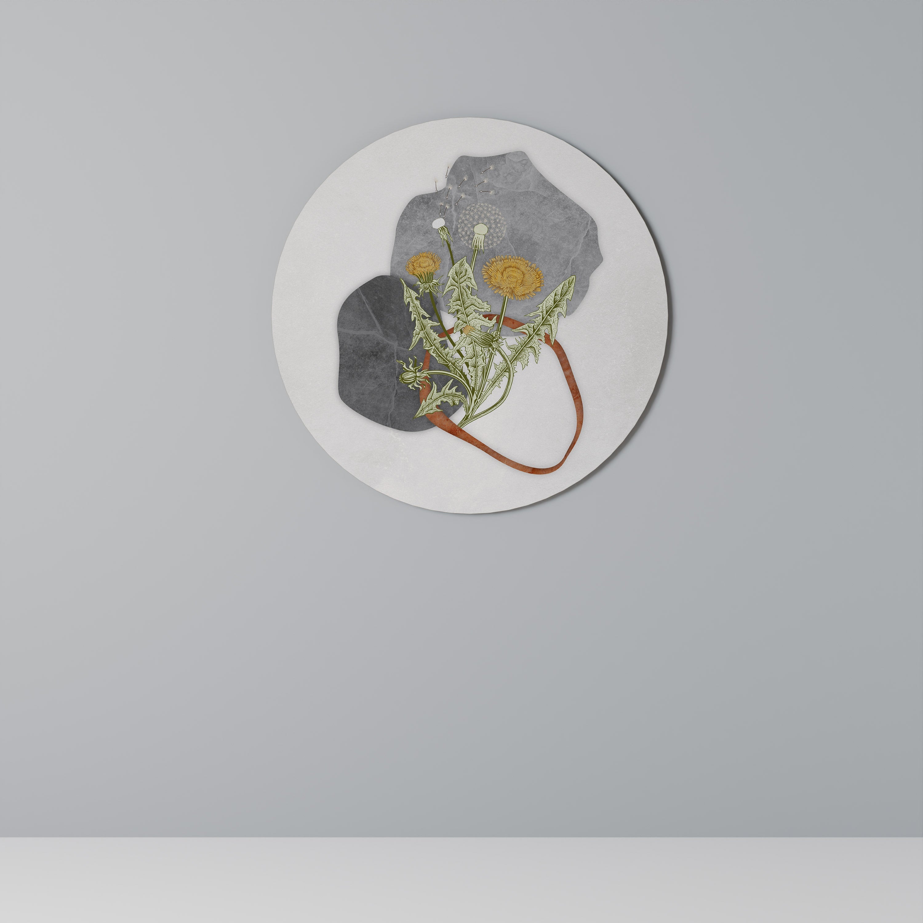 Décoration murale ronde en forme de PISSENLIT