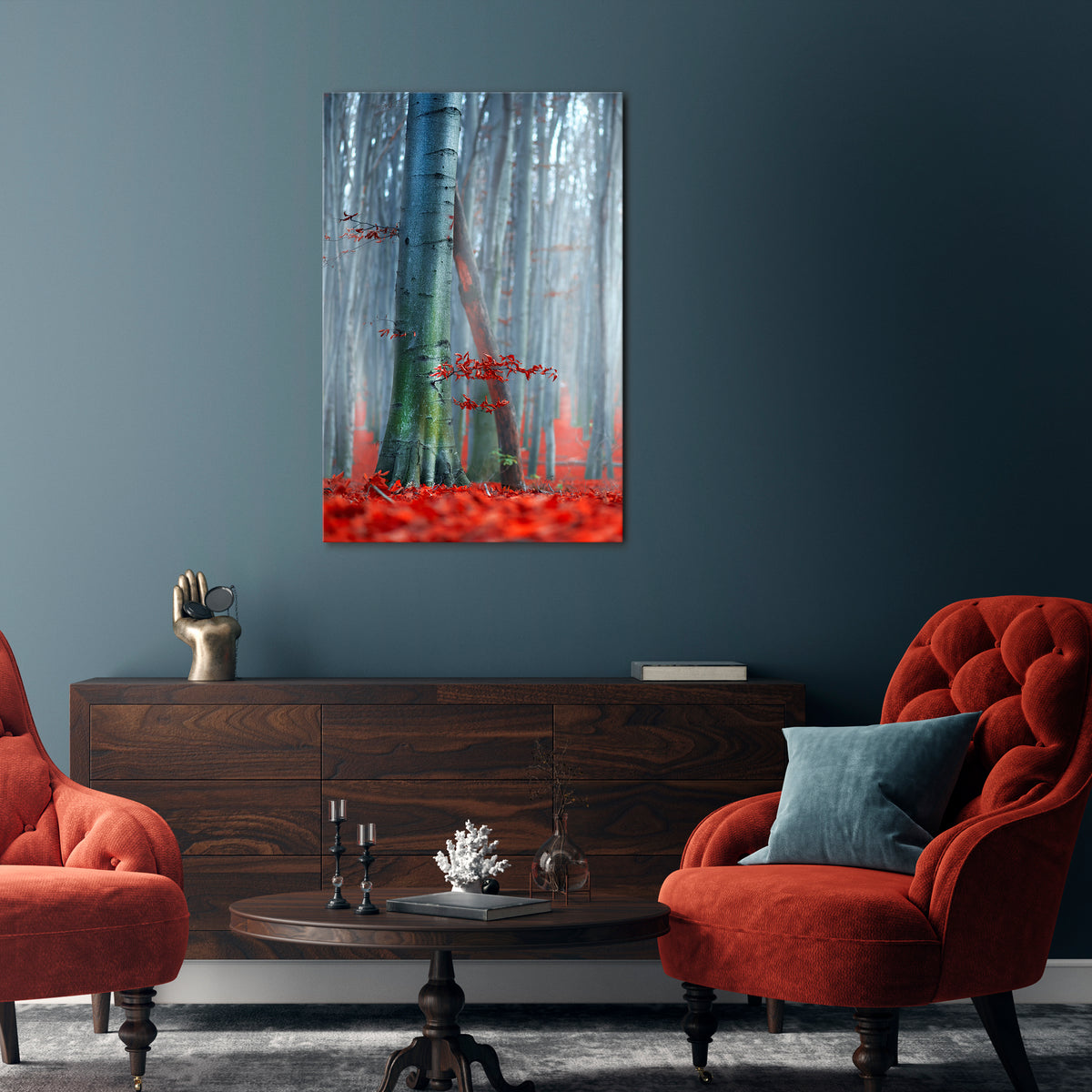 TRANQUIL RED ELEGANCE Vertical Canvas Print