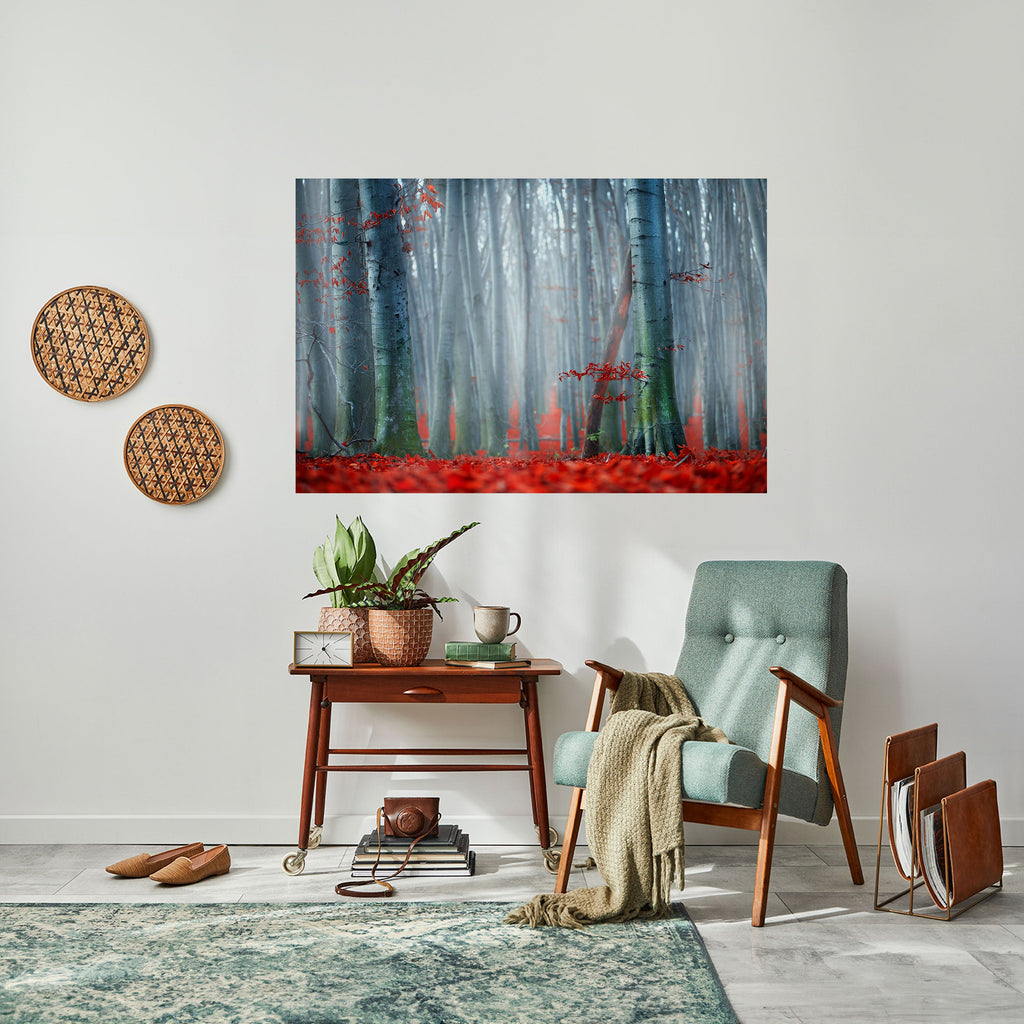 Affiche horizontale autocollante TRANQUIL RED ELEGANCE