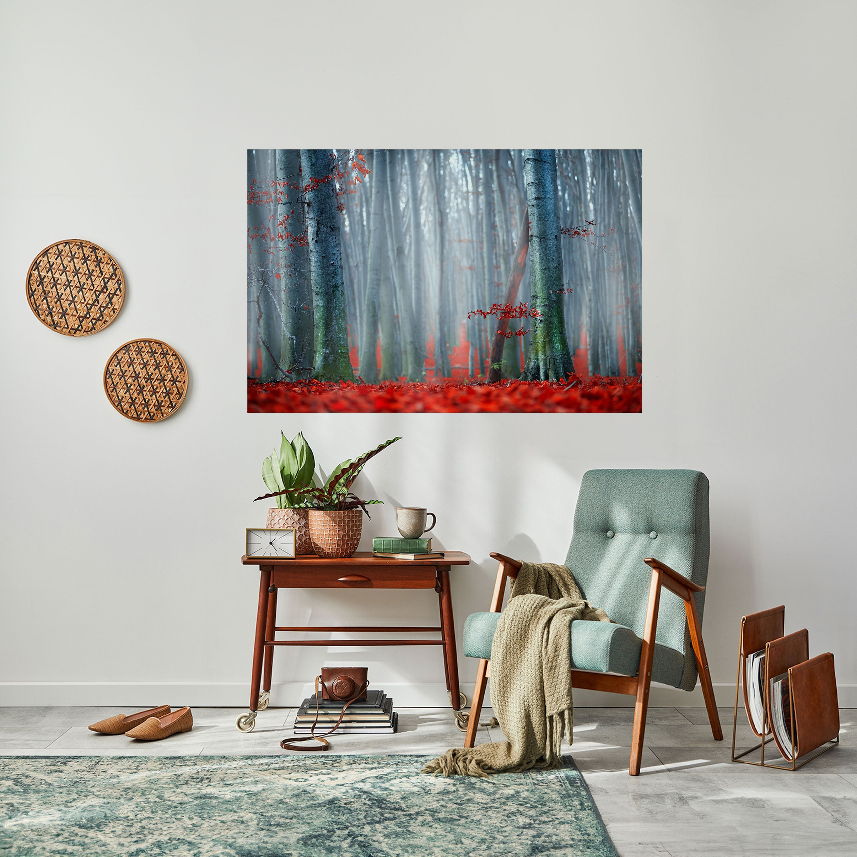 Affiche horizontale autocollante TRANQUIL RED ELEGANCE