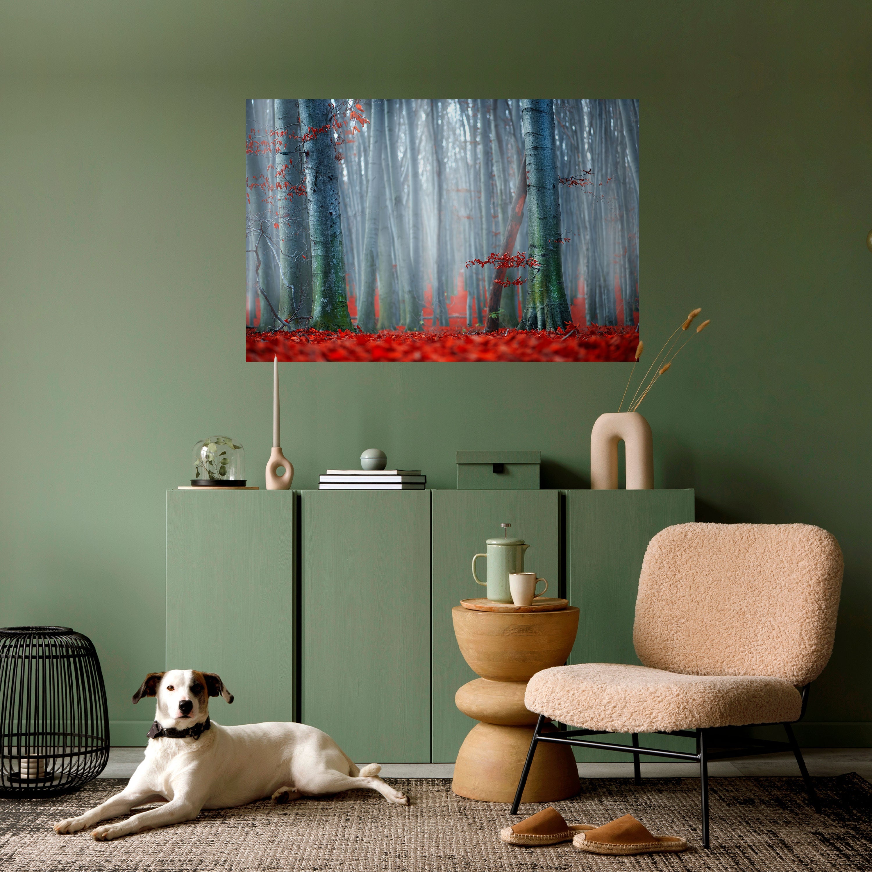 Affiche horizontale autocollante TRANQUIL RED ELEGANCE