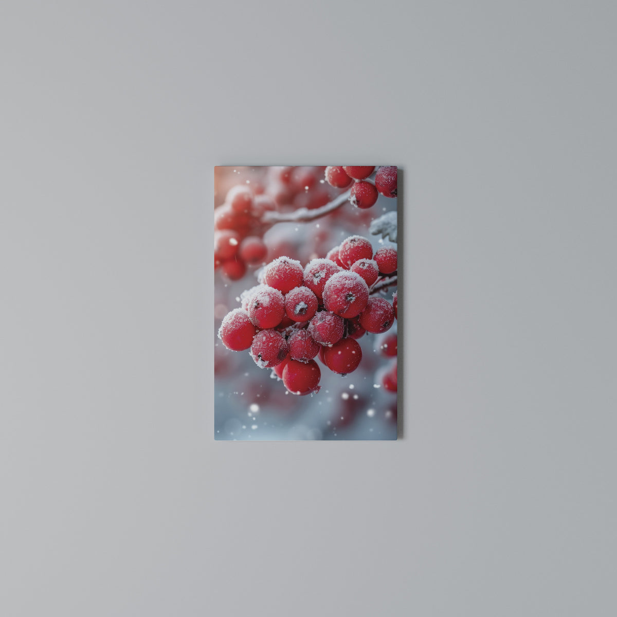 WINTER'S CRIMSON TREASURES Vertical Canvas Print