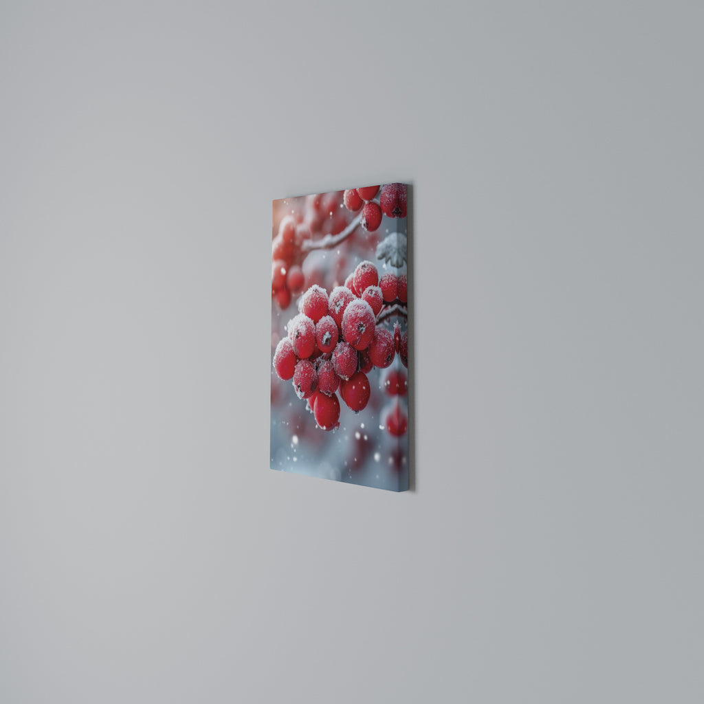 WINTER'S CRIMSON TREASURES Vertical Canvas Print