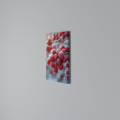 WINTER'S CRIMSON TREASURES Vertical Canvas Print