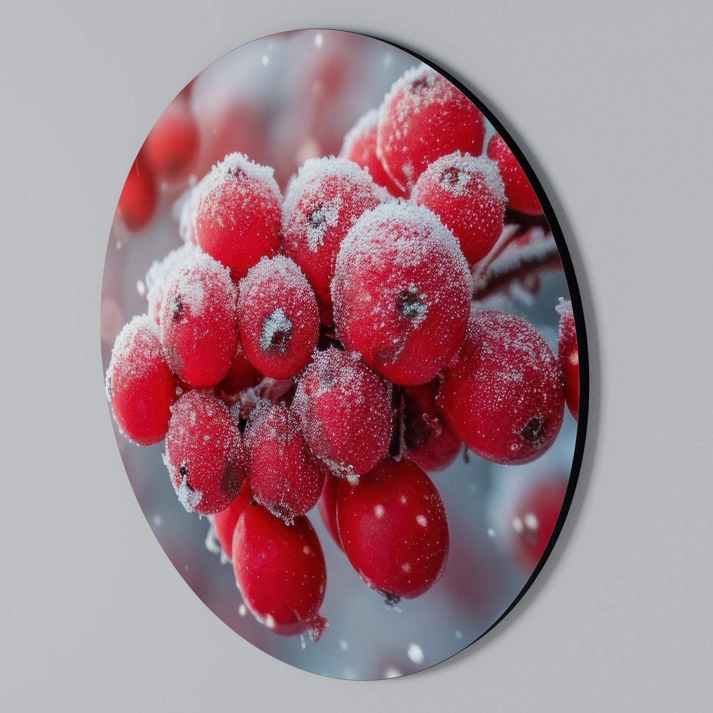WINTER'S CRIMSON TREASURES Round Wall Art