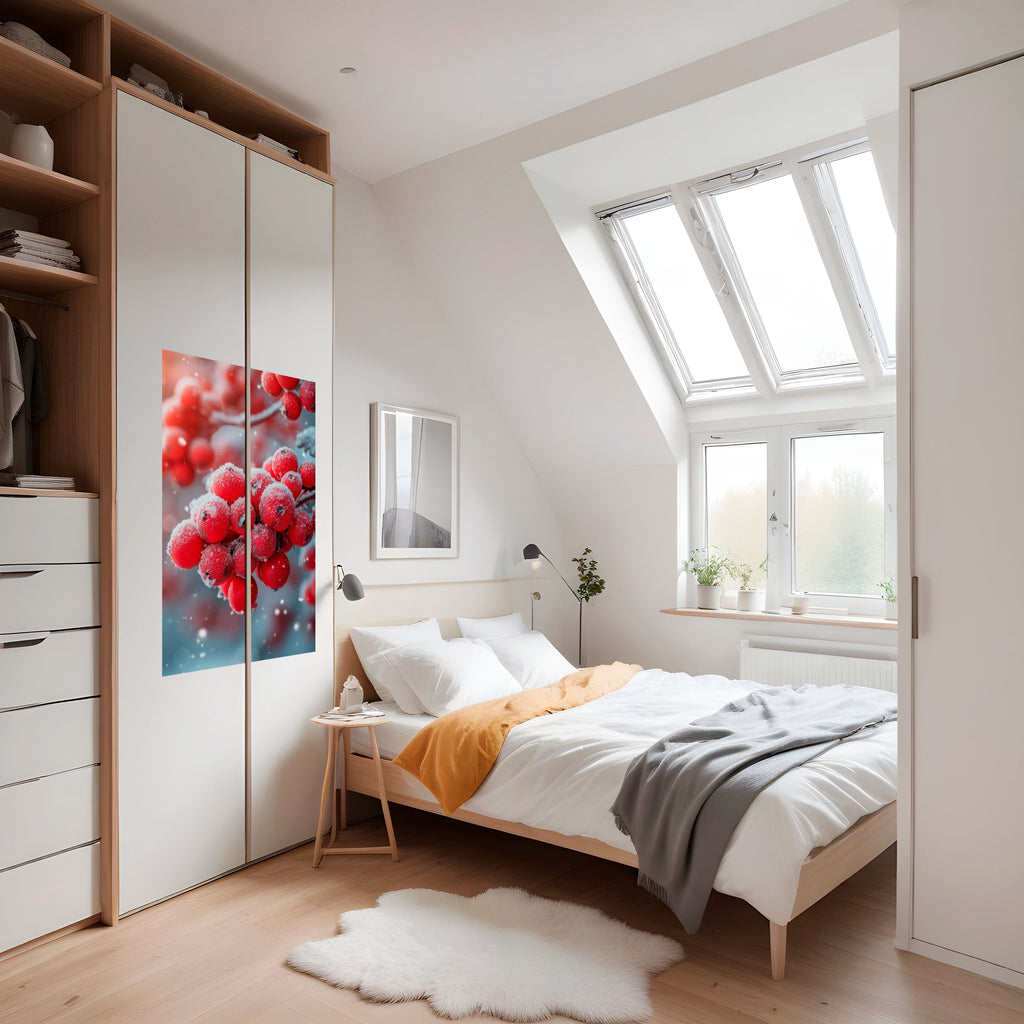 Affiche verticale autocollante « Trésors cramoisis de l'hiver »