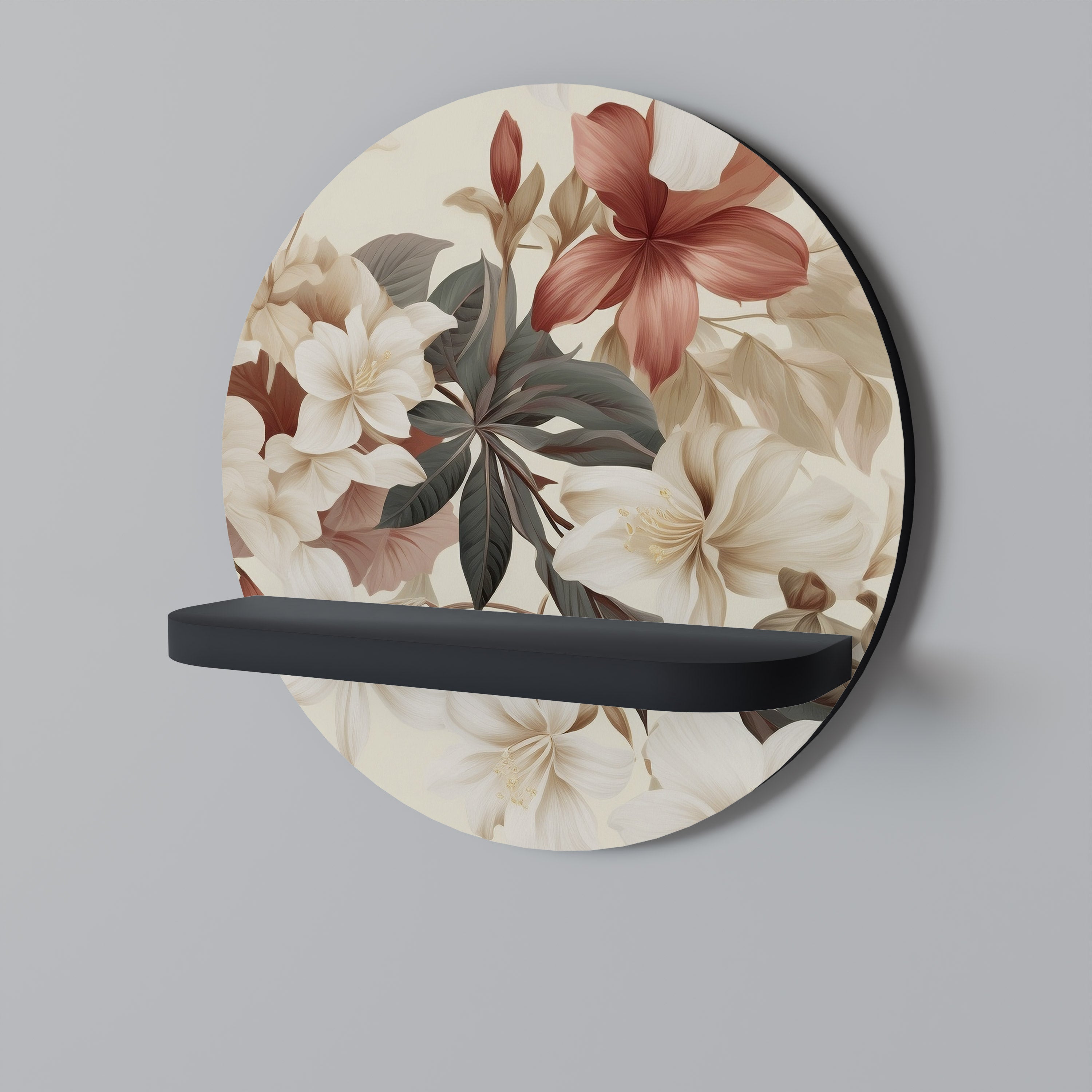 Étagère d'art ronde PETAL POETRY en finition noire