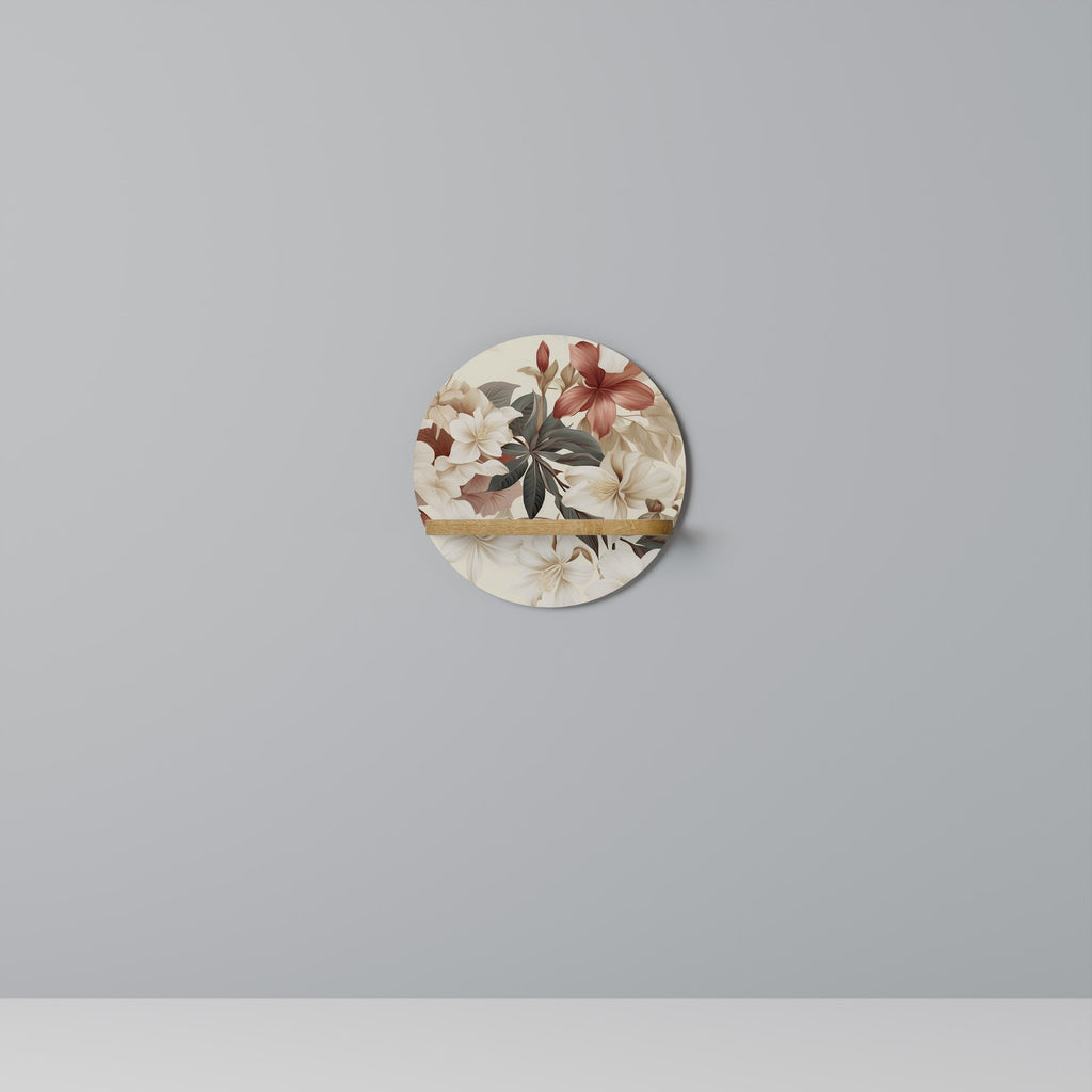PETAL POETRY Round Art Shelf In Oak Effect