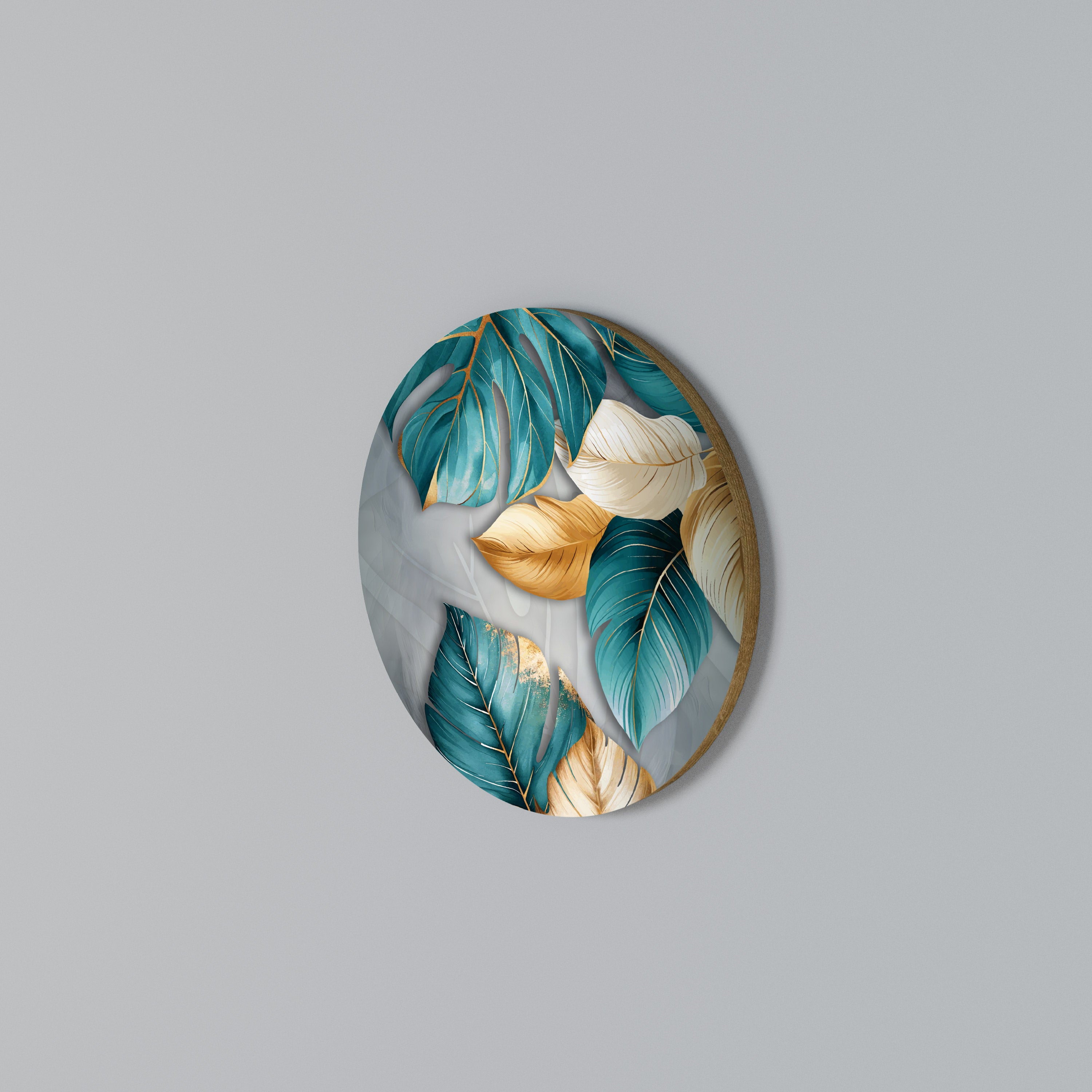 ELEGANCE IN LEAVES Round Wall Art