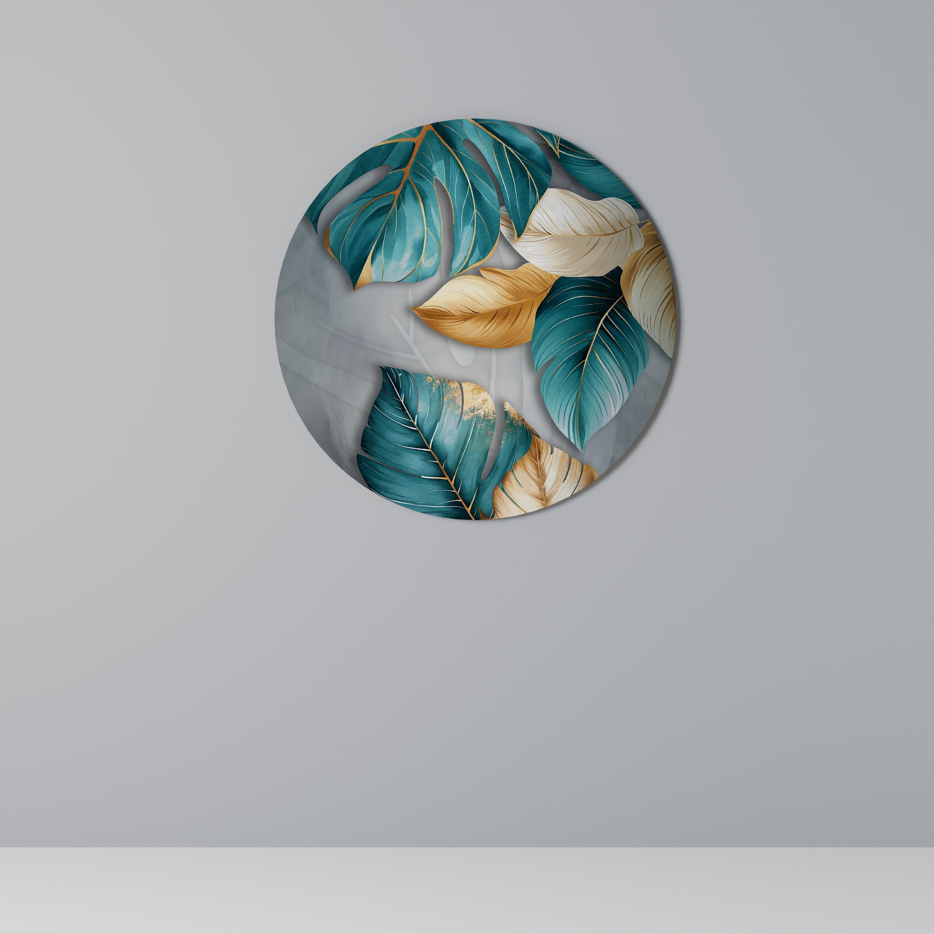 ÉLÉGANCE DANS LES FEUILLES Art mural rond