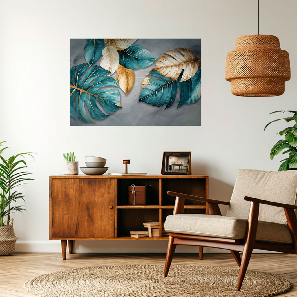 Affiche horizontale autocollante « ÉLÉGANCE DANS LES FEUILLES »