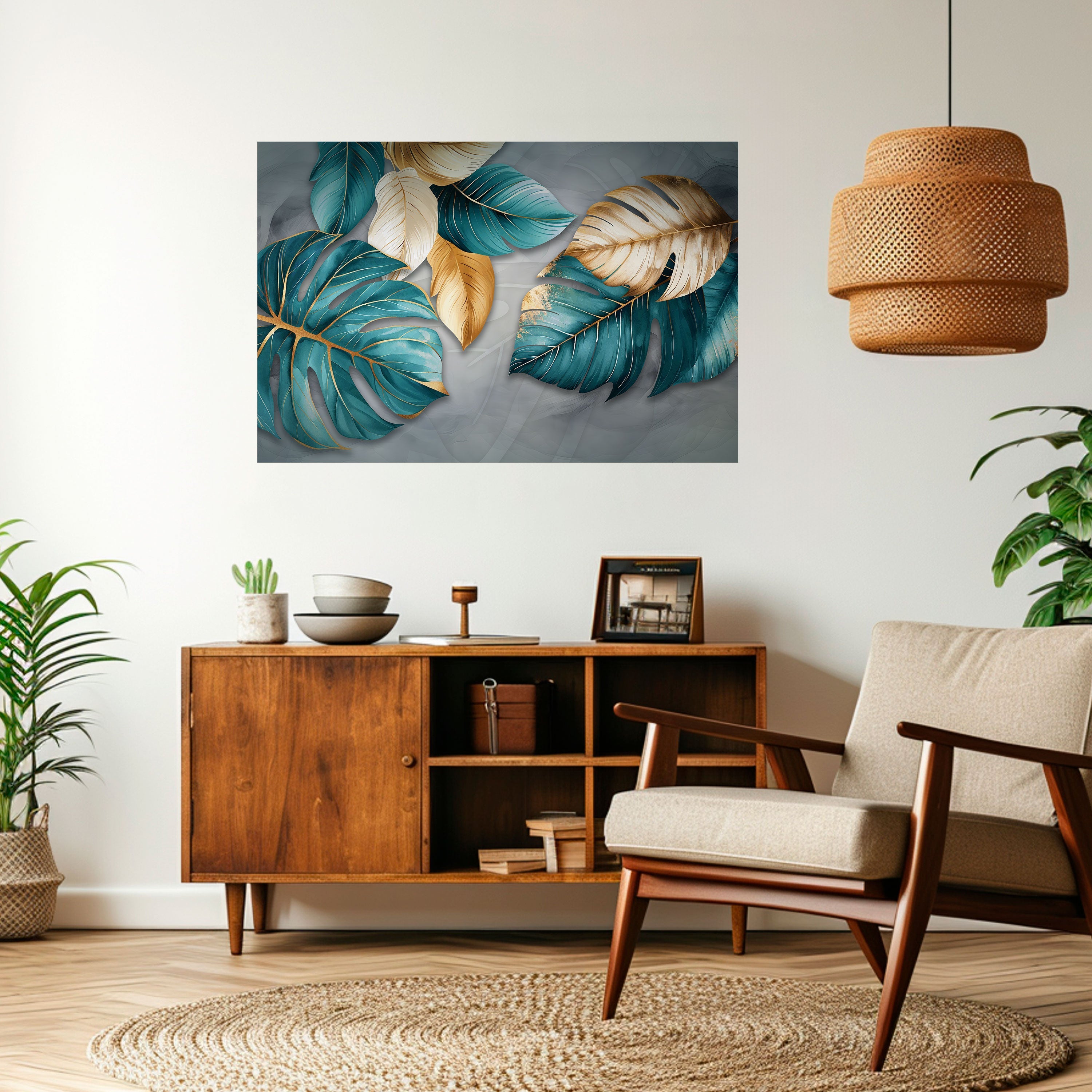 Affiche horizontale autocollante « ÉLÉGANCE DANS LES FEUILLES »