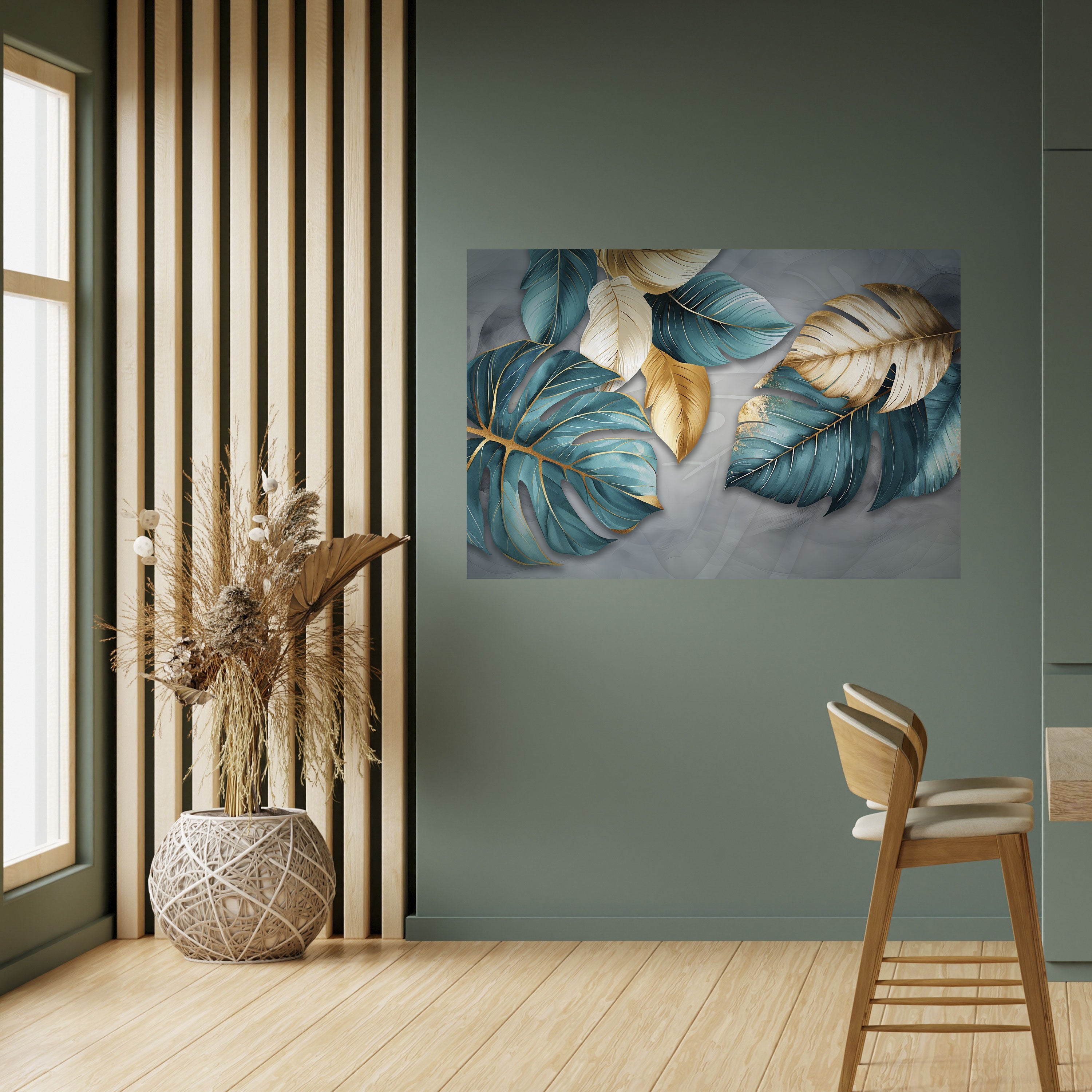 Affiche horizontale autocollante « ÉLÉGANCE DANS LES FEUILLES »