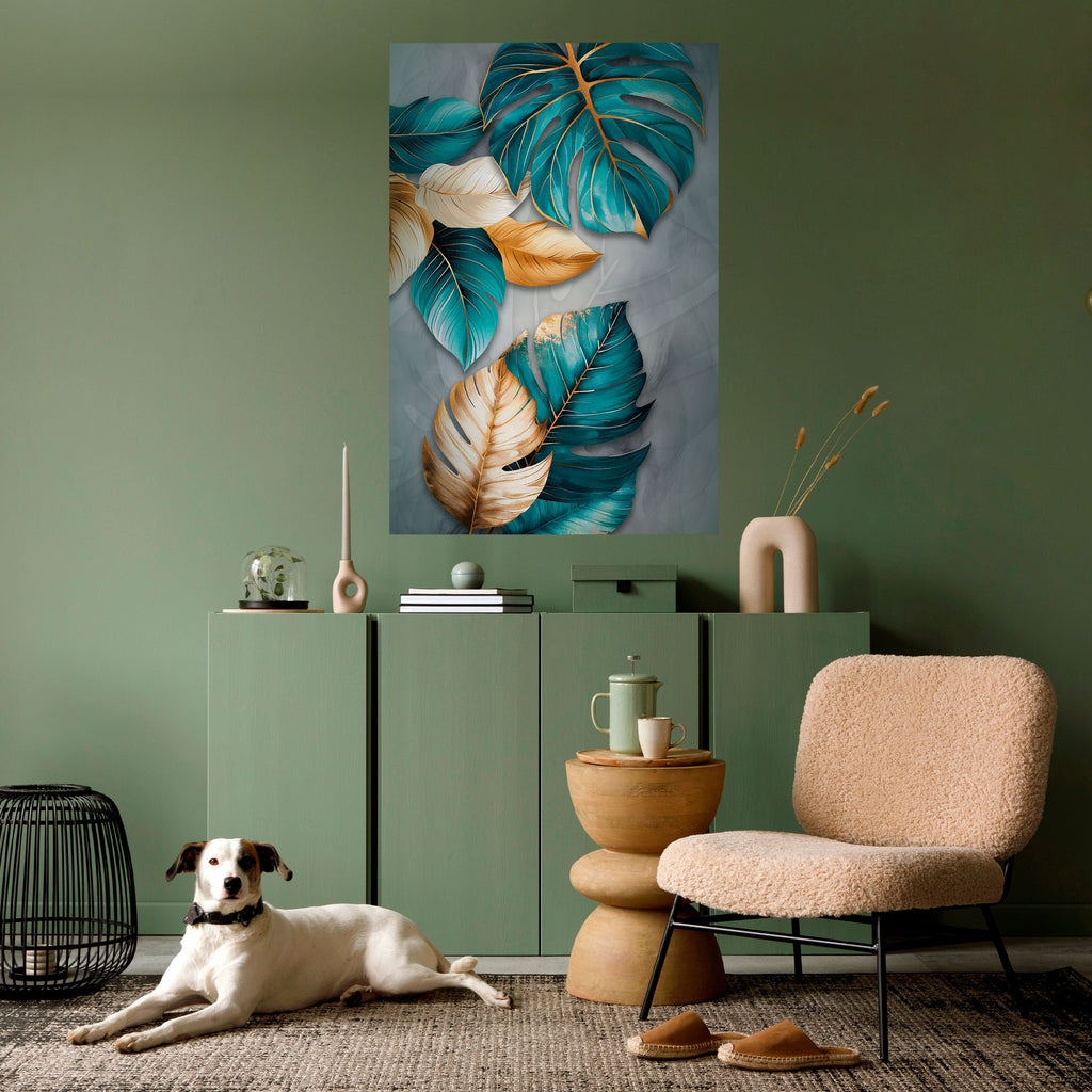 Affiche verticale autocollante « ÉLÉGANCE DANS LES FEUILLES »