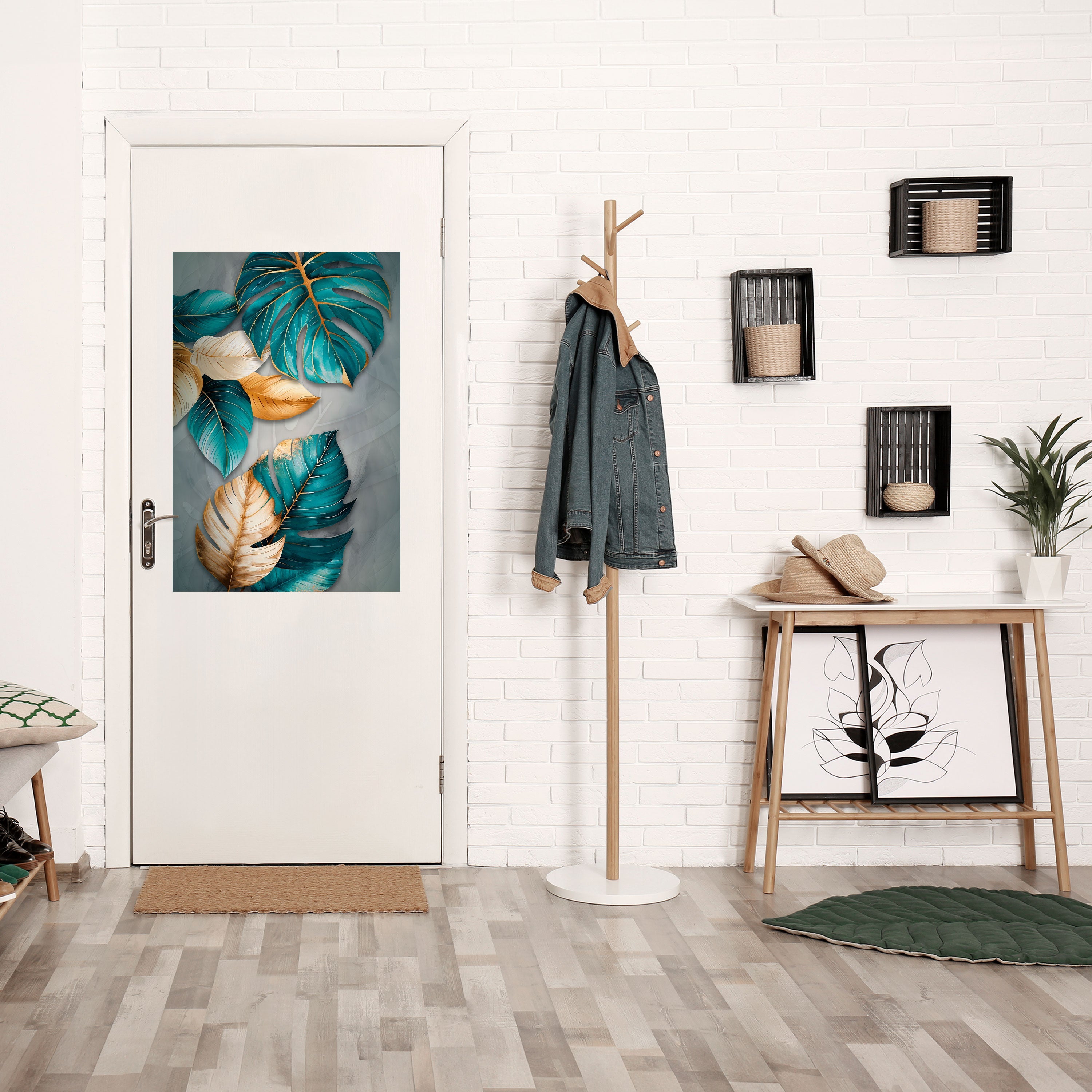 Affiche verticale autocollante « ÉLÉGANCE DANS LES FEUILLES »