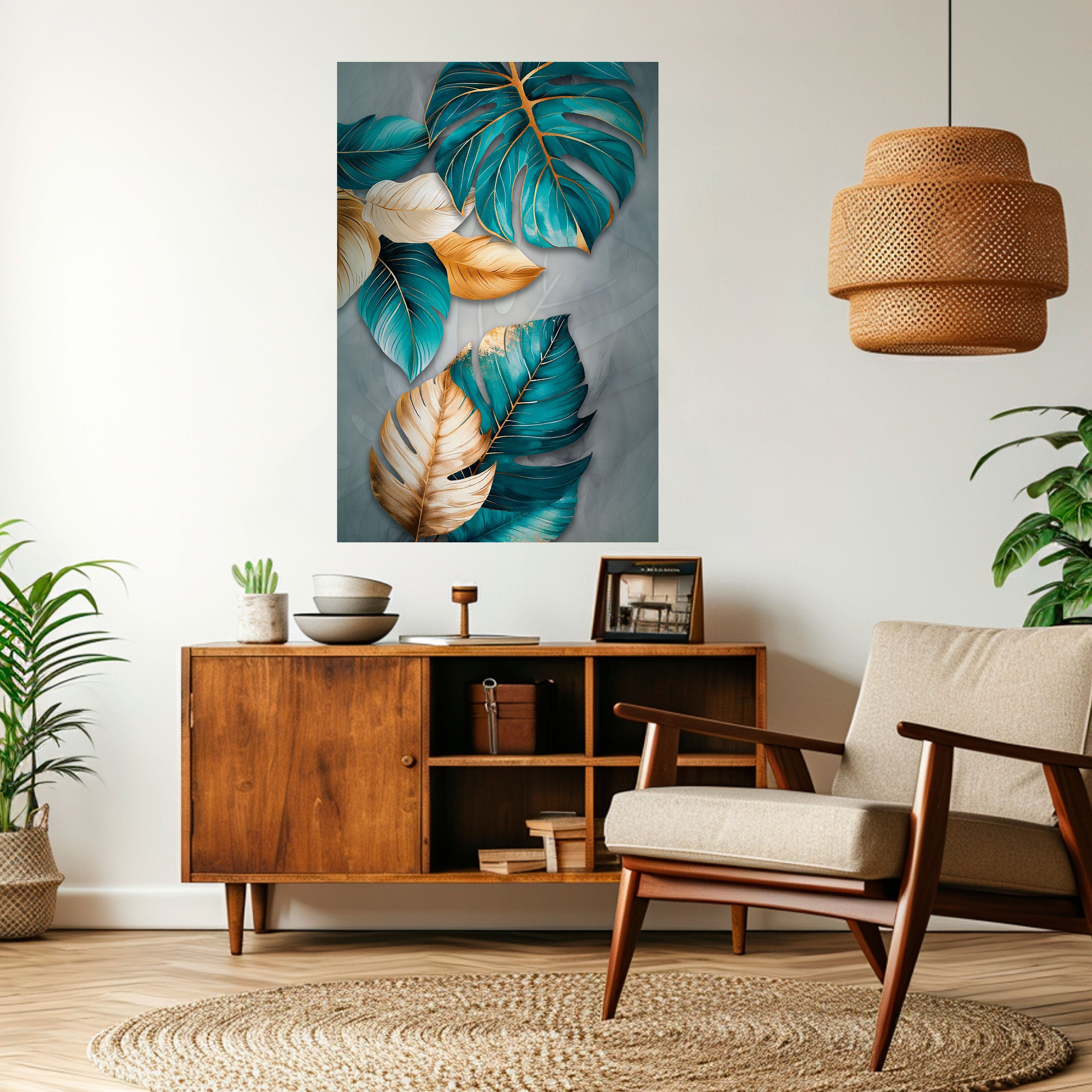 Affiche verticale autocollante « ÉLÉGANCE DANS LES FEUILLES »