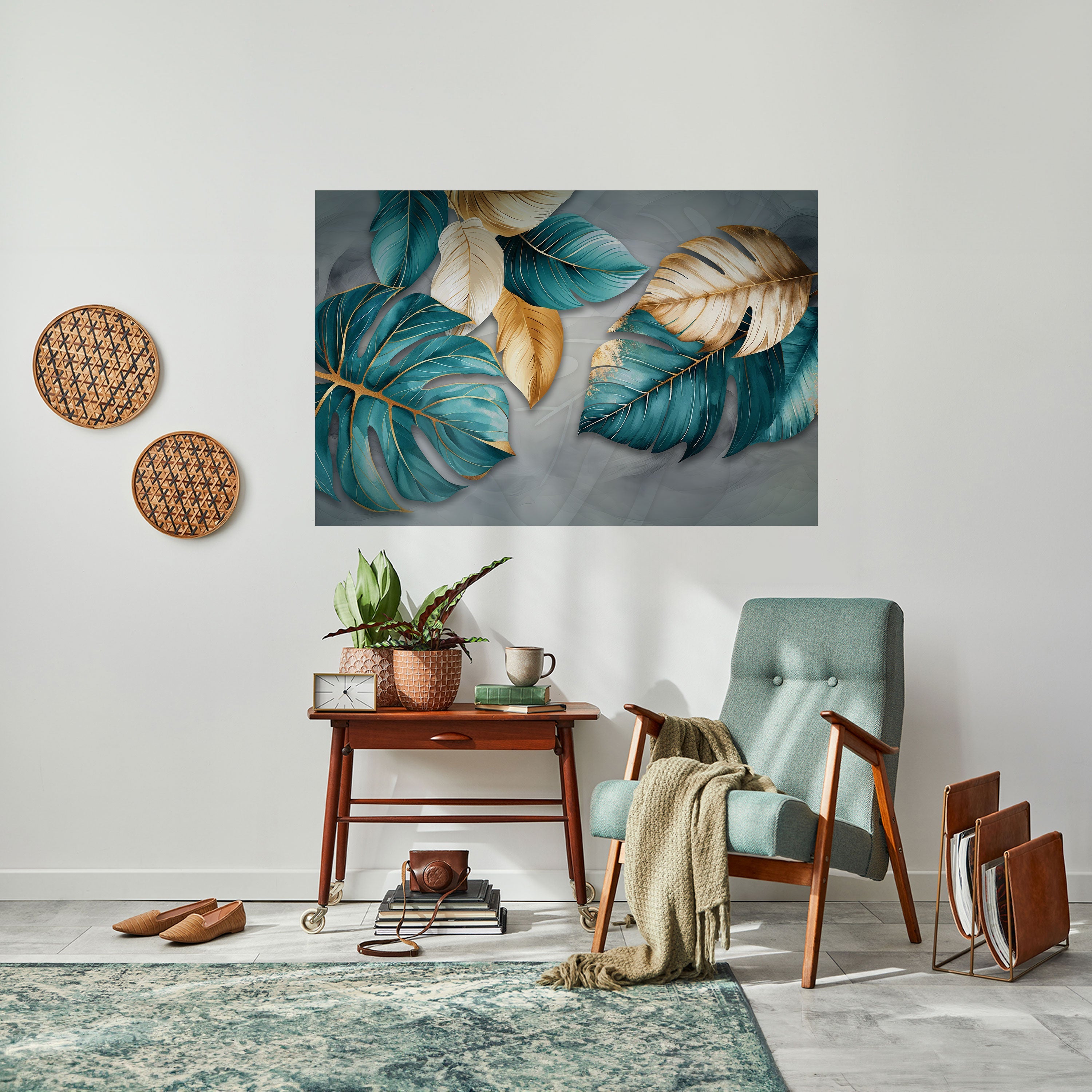 Affiche horizontale autocollante « ÉLÉGANCE DANS LES FEUILLES »