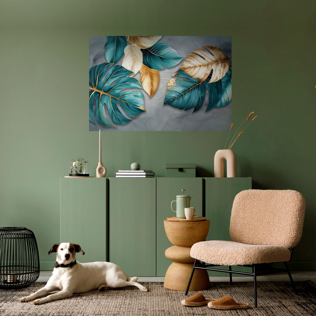 Affiche horizontale autocollante « ÉLÉGANCE DANS LES FEUILLES »