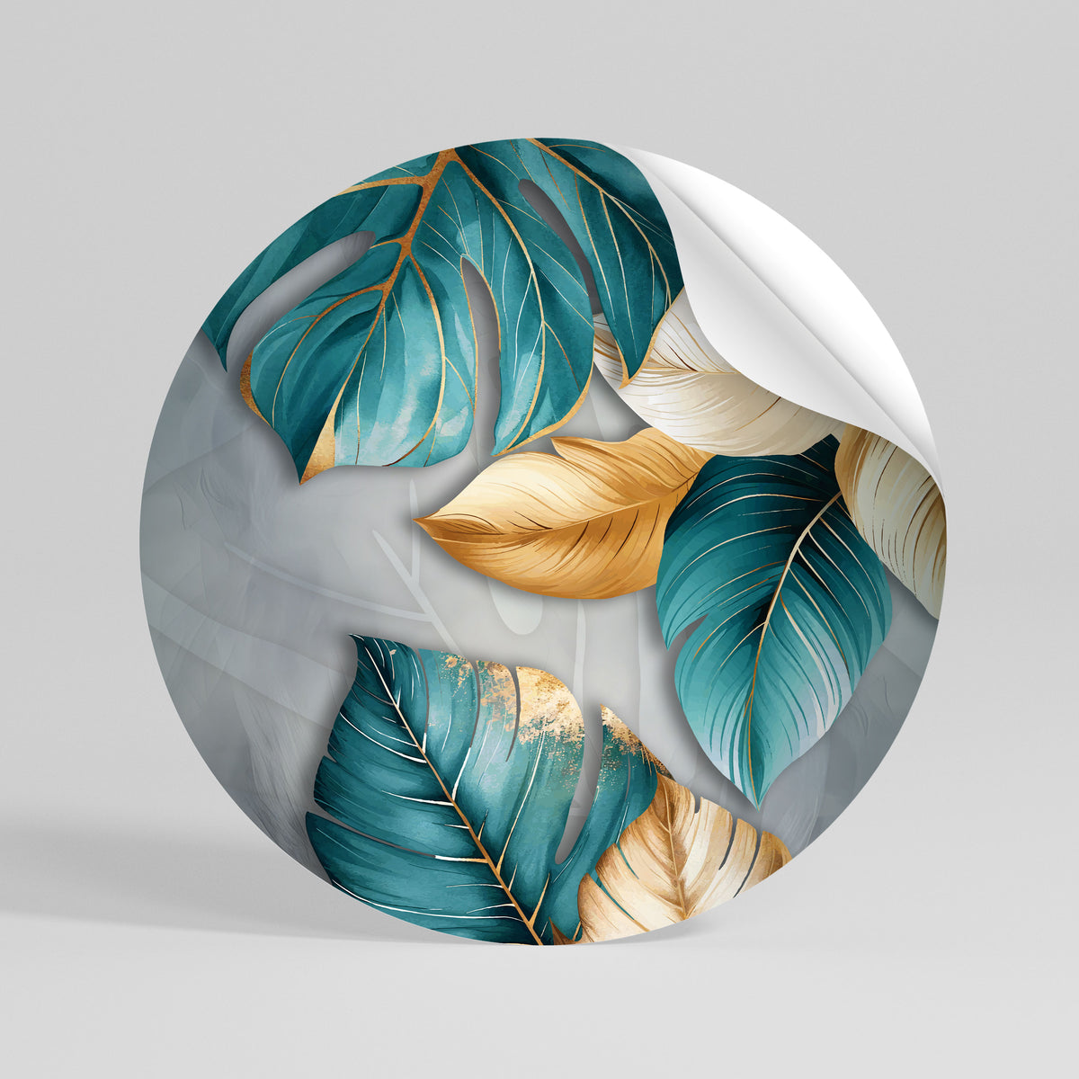 ELEGANCE IN LEAVES Peel and Stick Round Sticker