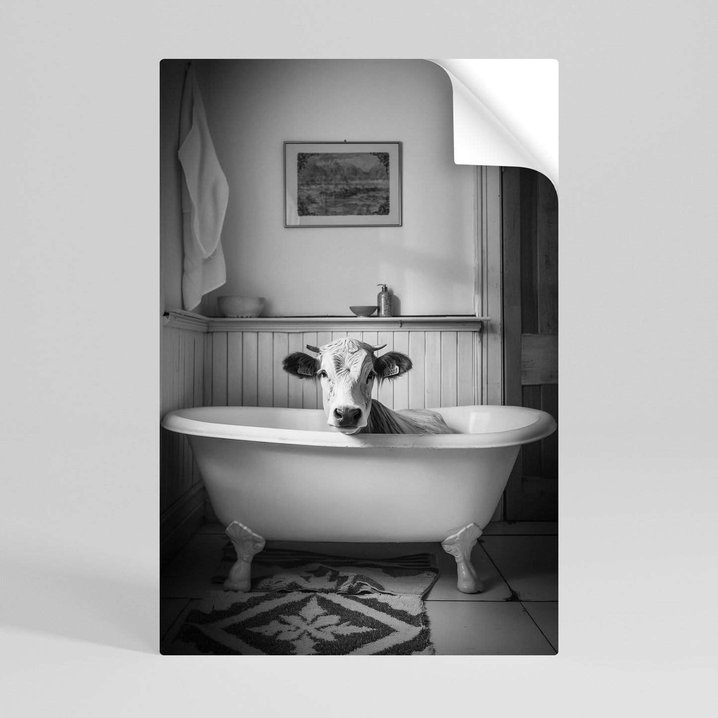 COW IN RELAXATION Peel and Stick Vertical Poster