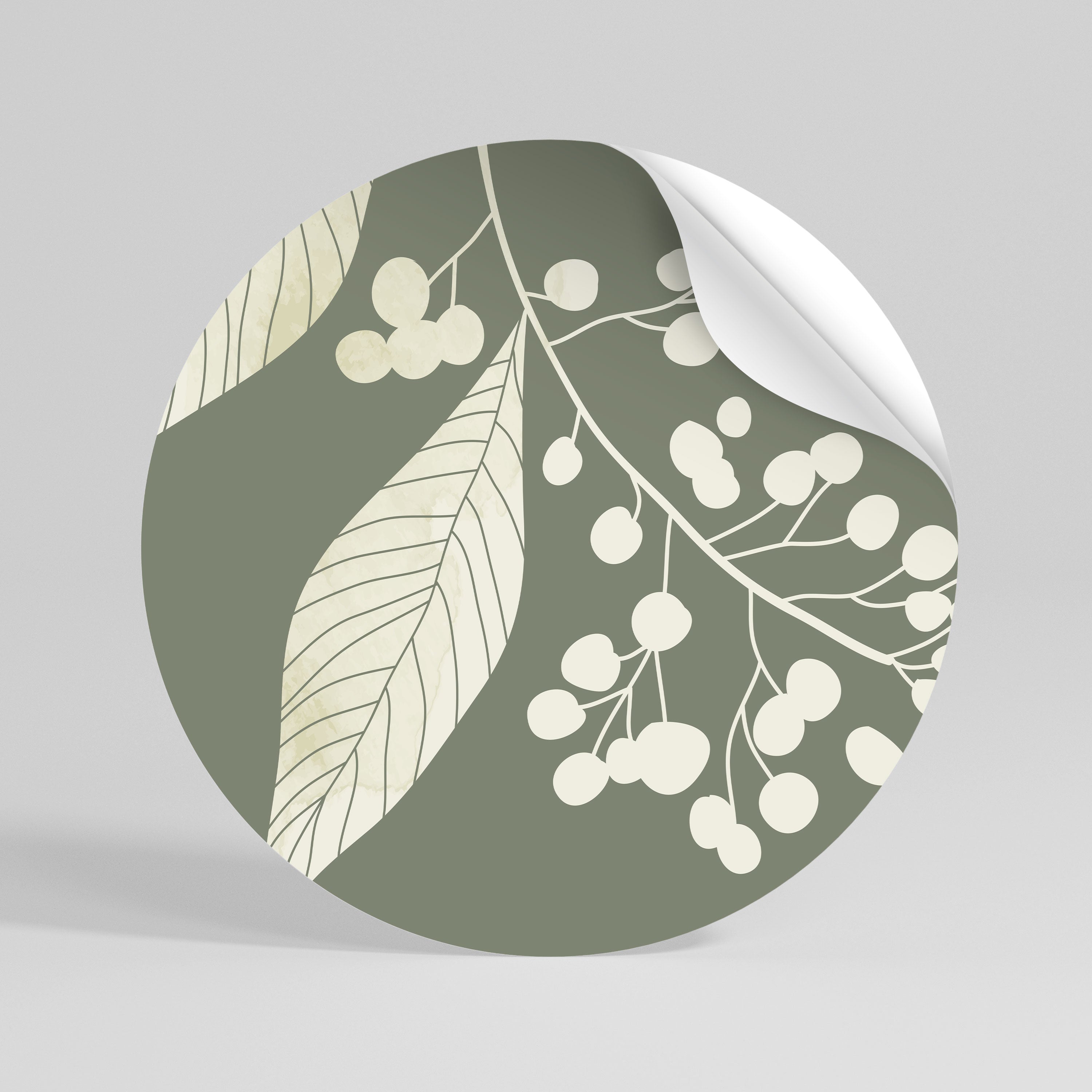 SERENE LEAFY FANTASIES Peel and Stick Round Sticker