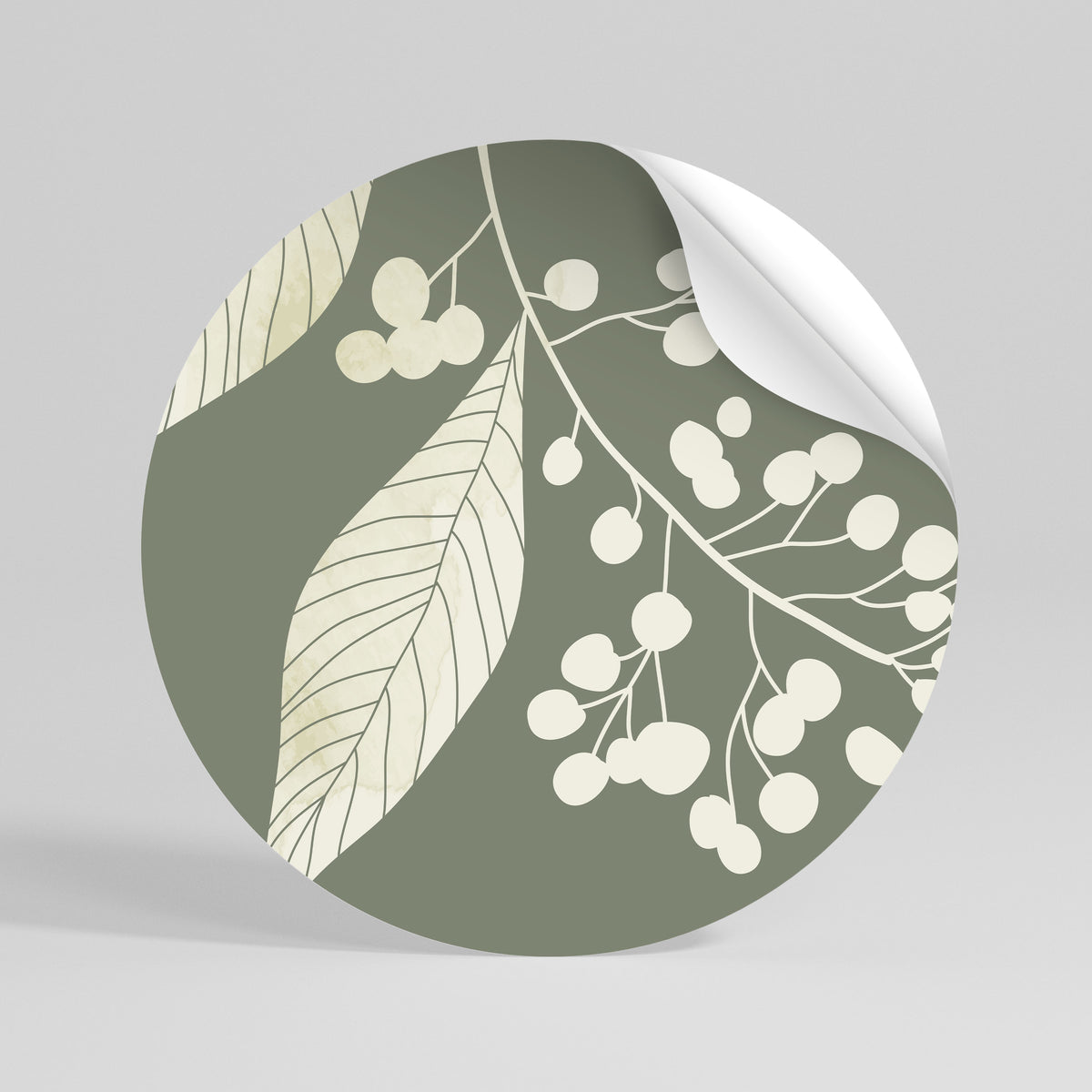 SERENE LEAFY FANTASIES Peel and Stick Round Sticker