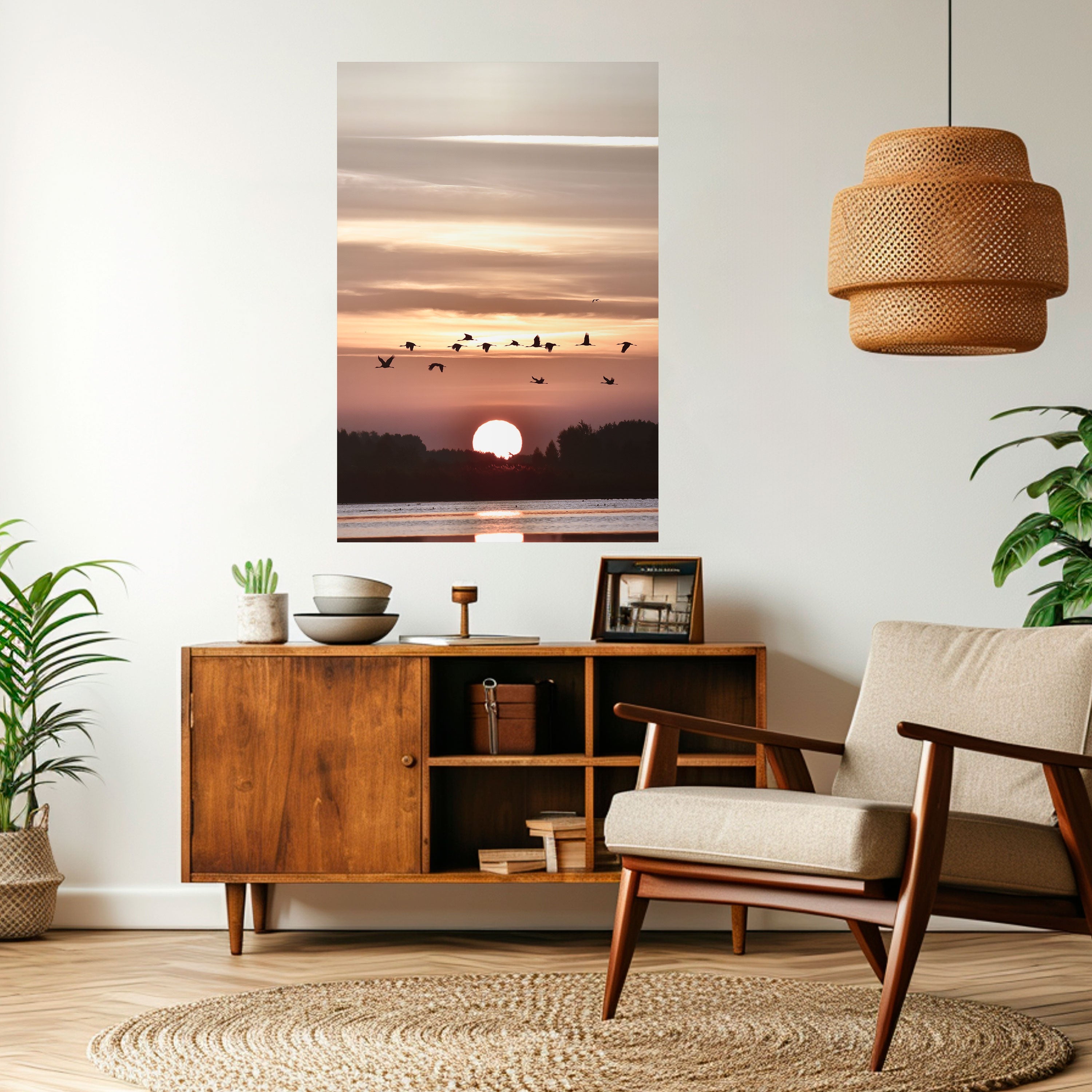 Affiche verticale autocollante « SUNSET FLIGHT SYMPHONY »