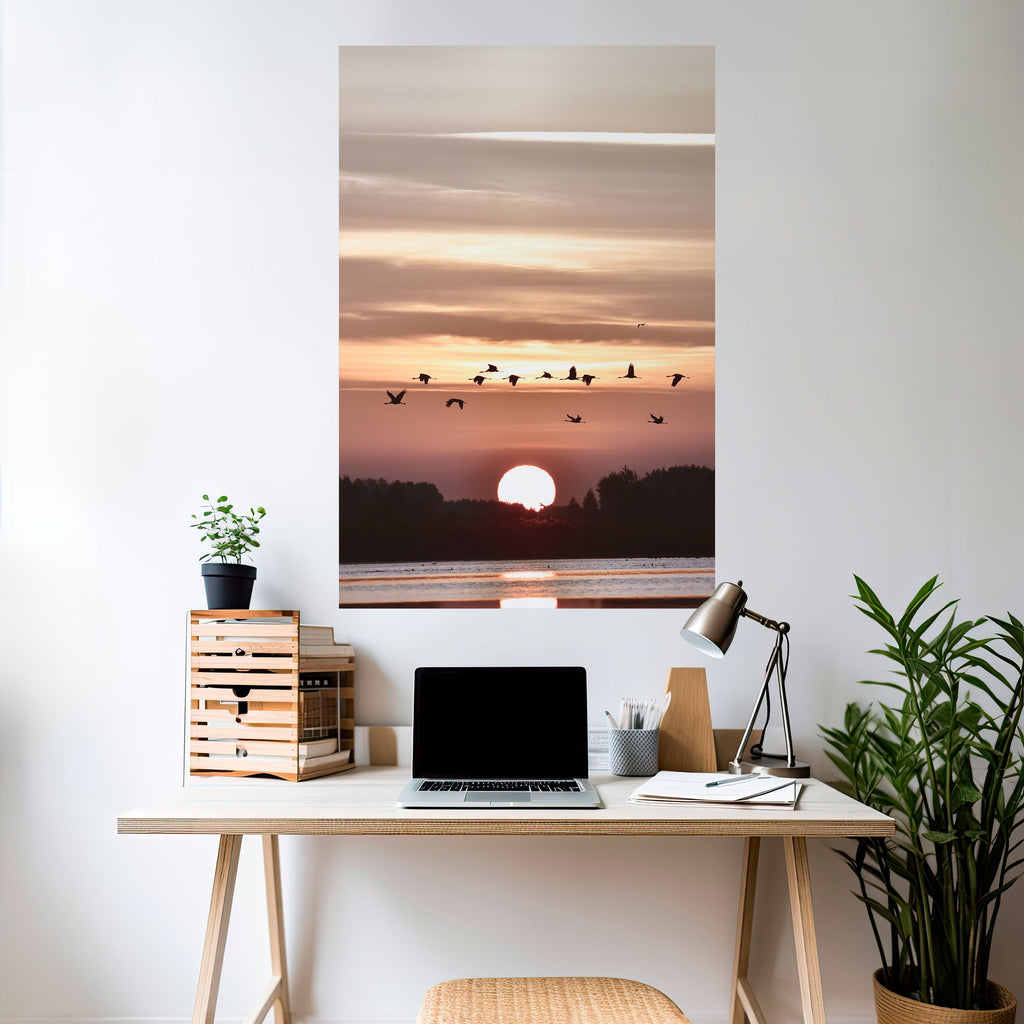 Affiche verticale autocollante « SUNSET FLIGHT SYMPHONY »