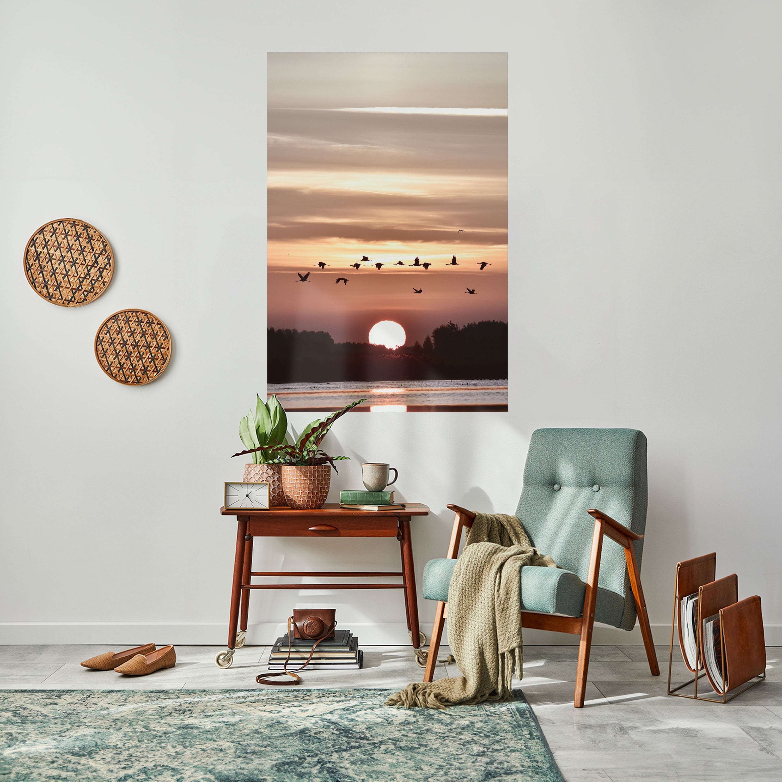 Affiche verticale autocollante « SUNSET FLIGHT SYMPHONY »