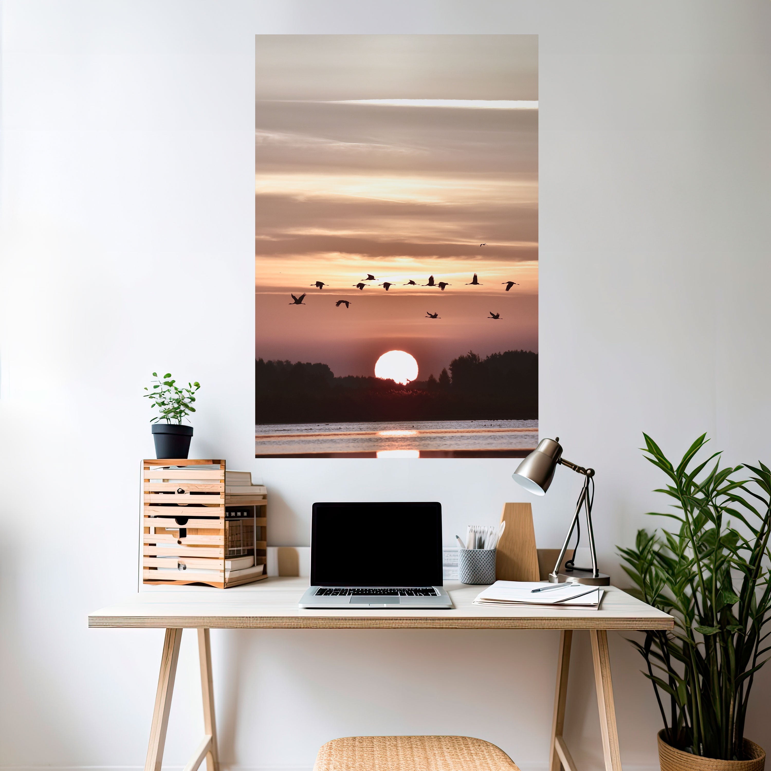 Affiche verticale autocollante « SUNSET FLIGHT SYMPHONY »